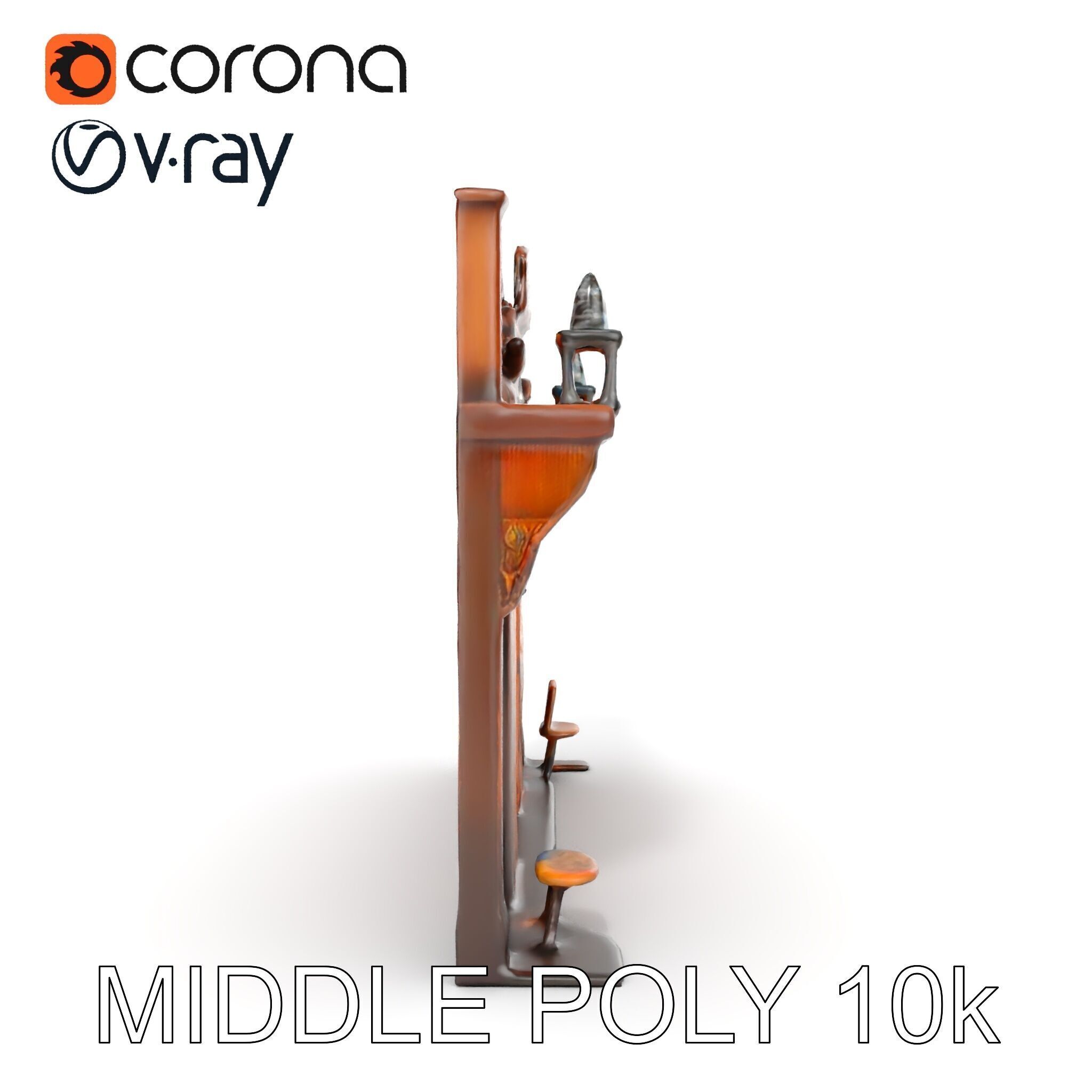 Western Saloon Frontage Model Pack with Detailed Features Low-poly 3D model_13