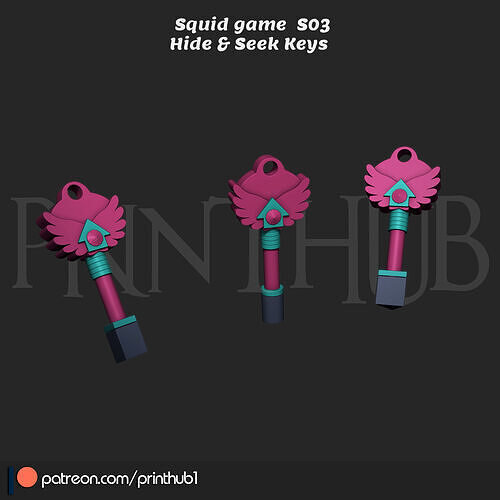 Squid Game Hide Seek Game Keys High Detail Cosplay Prop STL File 3D print model