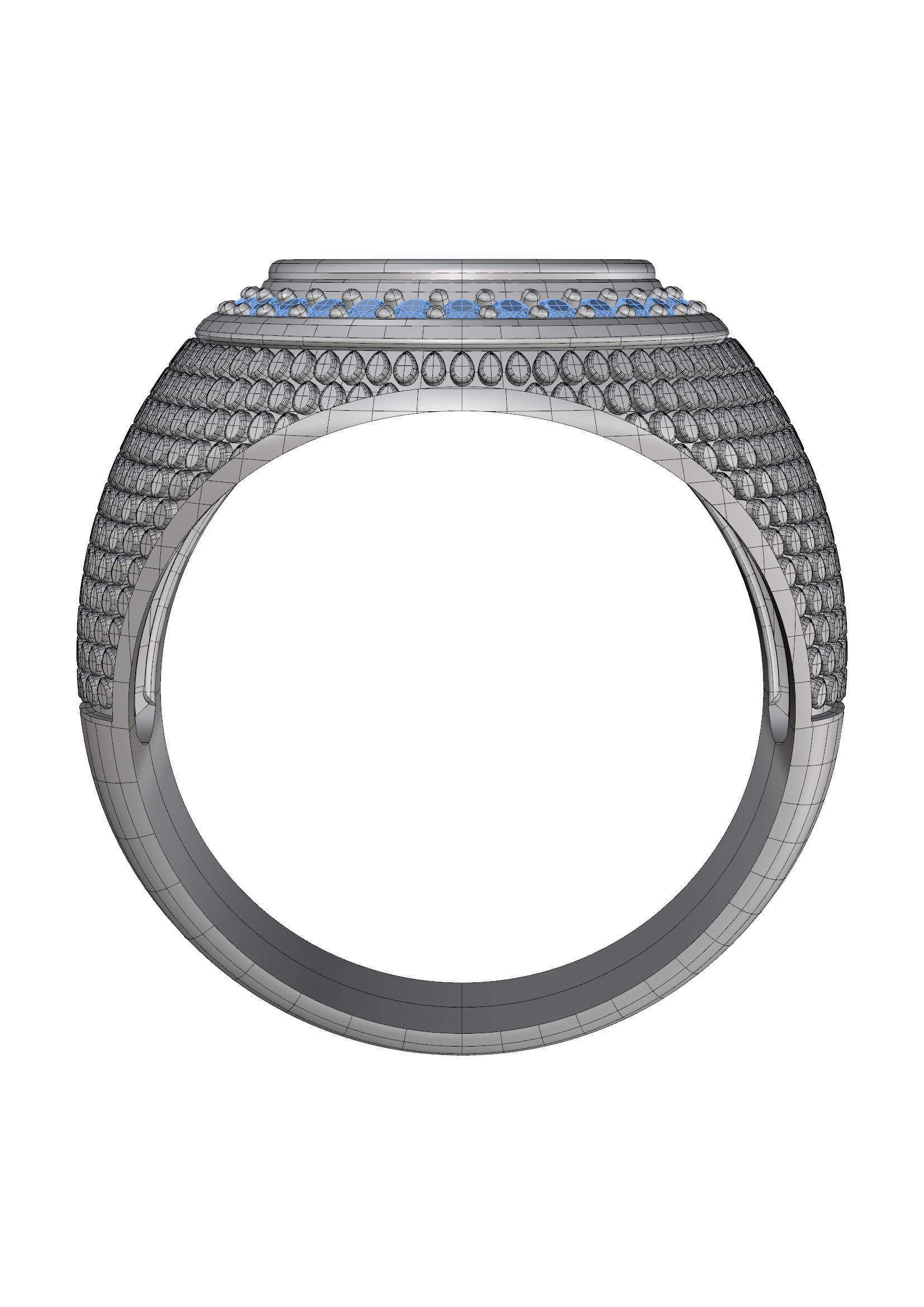Men Ring  with onyx and diamonds  3D print model_2
