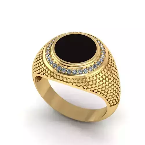 Men Ring  with onyx and diamonds 