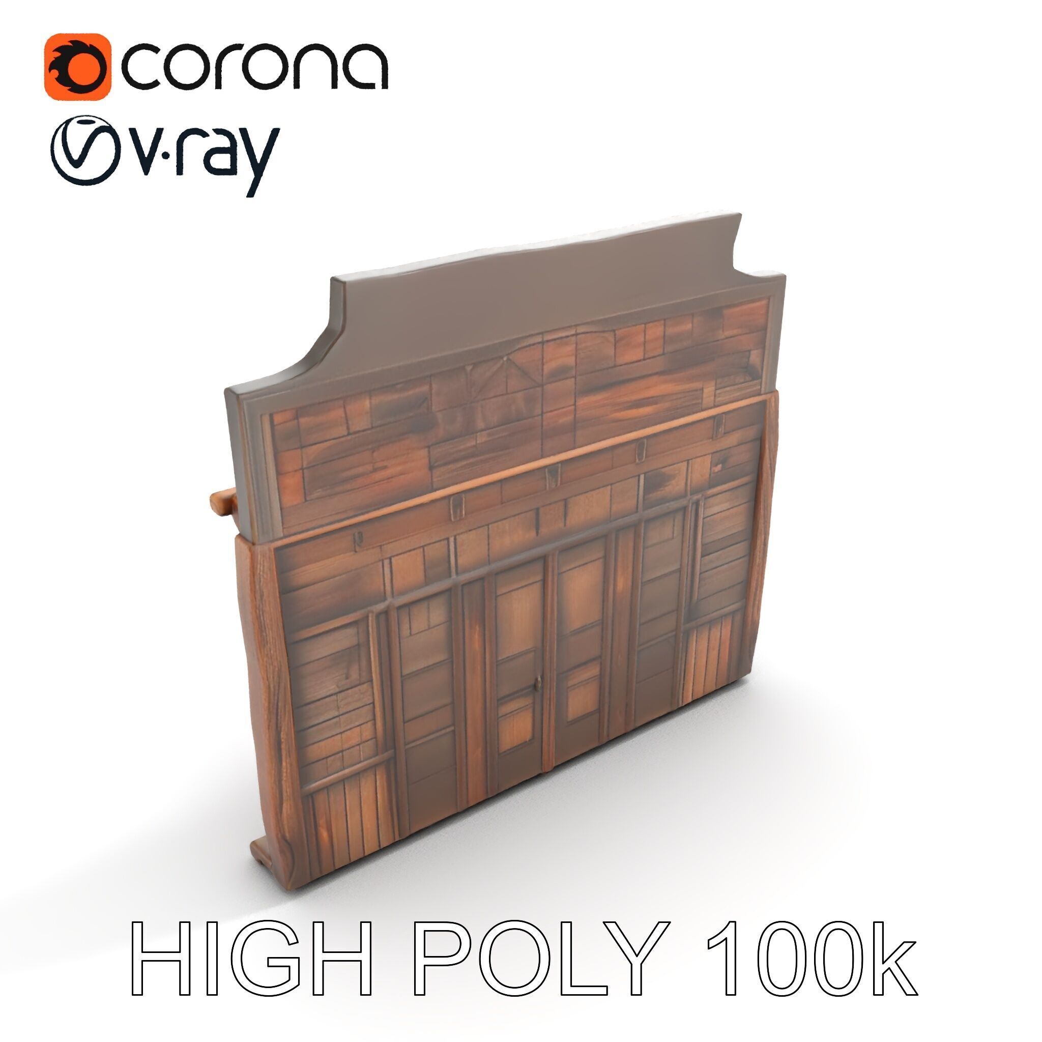 Western Saloon Entrance model pack with detailed wood texture Low-poly 3D model_11