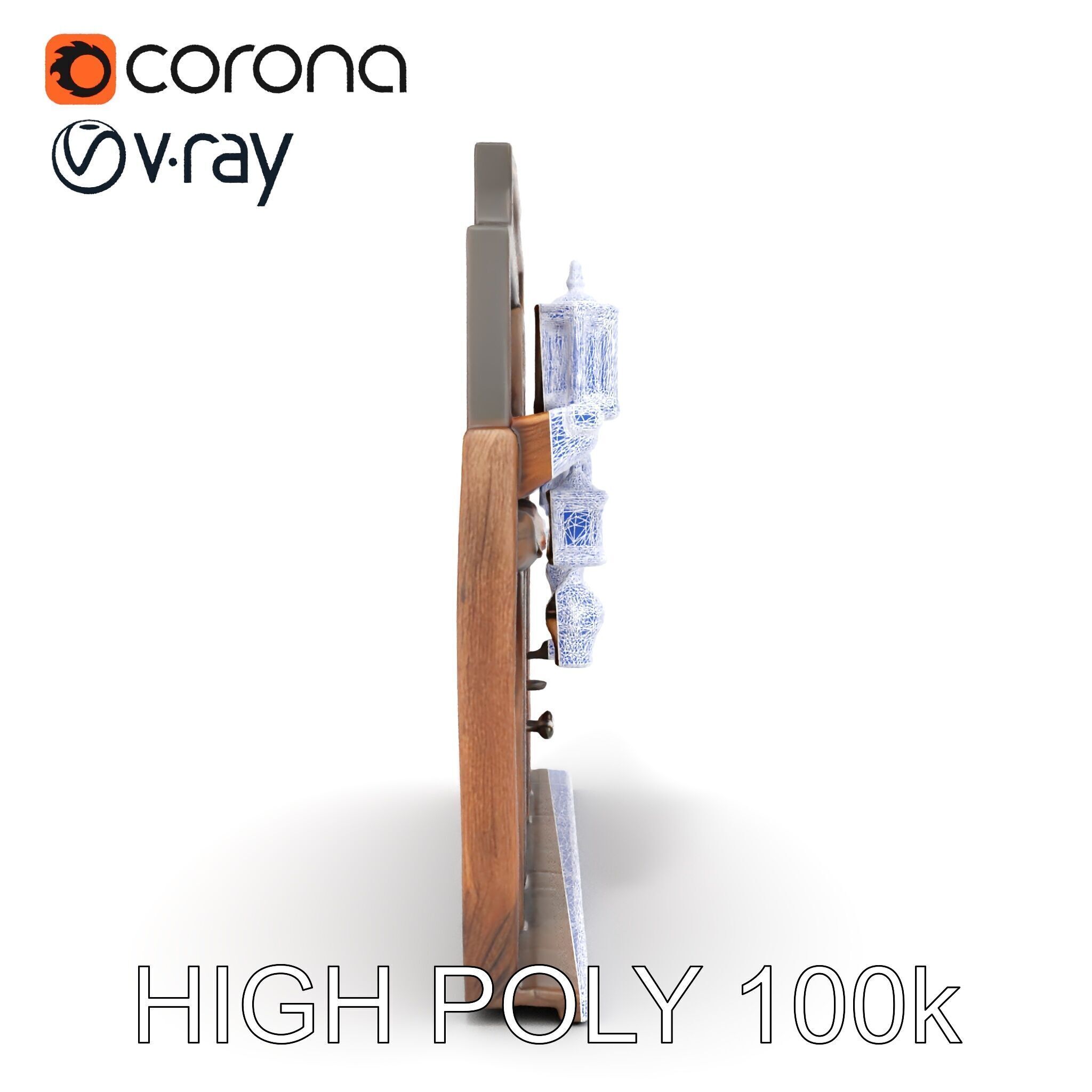 Western Saloon Entrance model pack with detailed wood texture Low-poly 3D model_30