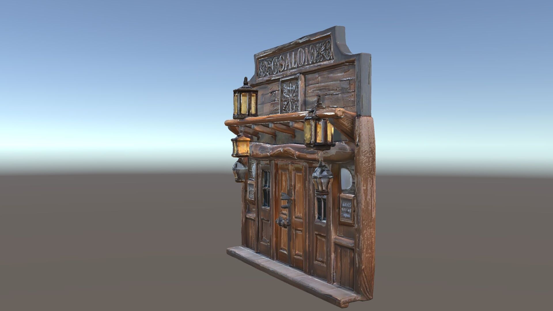 Western Saloon Entrance model pack with detailed wood texture Low-poly 3D model_33