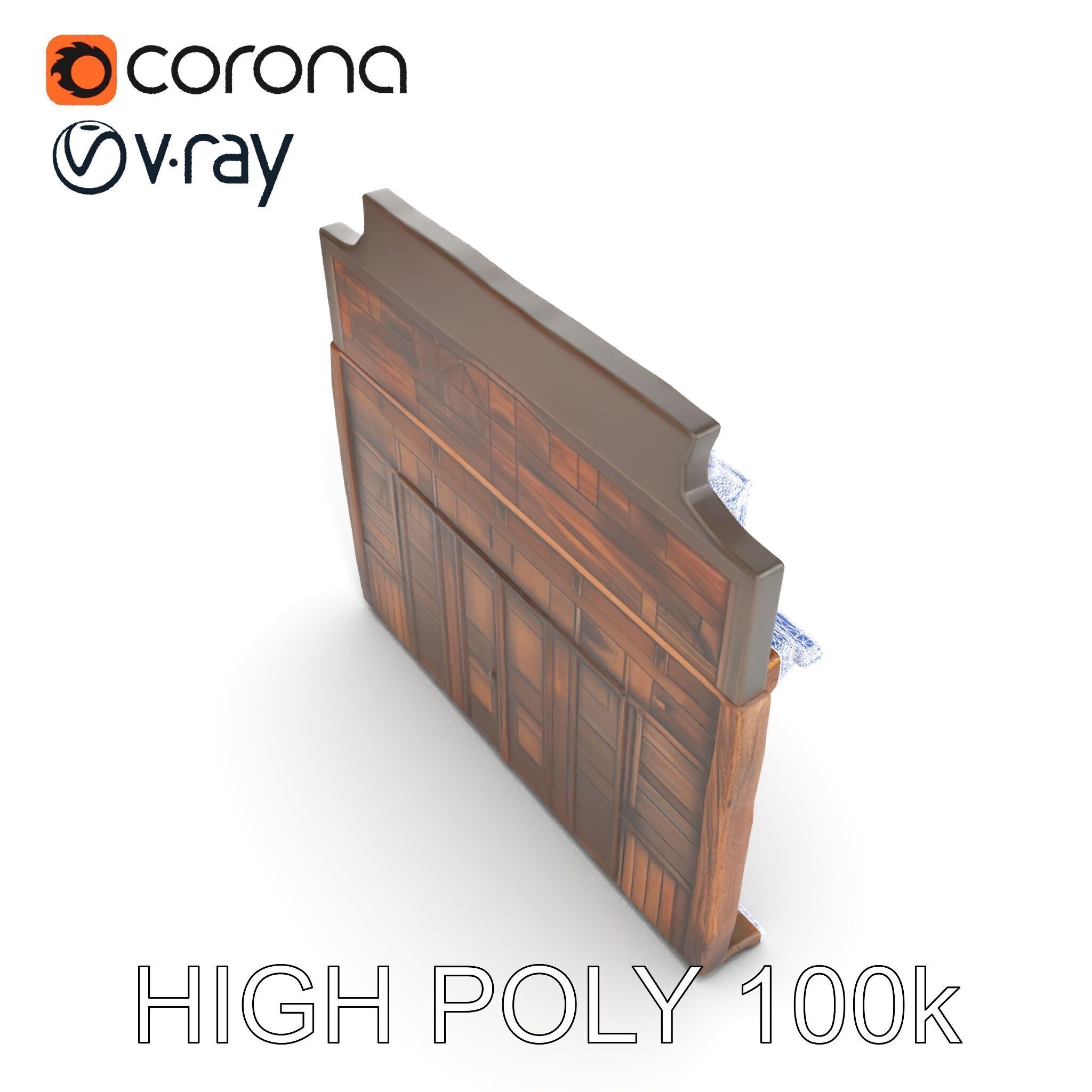 Western Saloon Entrance model pack with detailed wood texture Low-poly 3D model_26