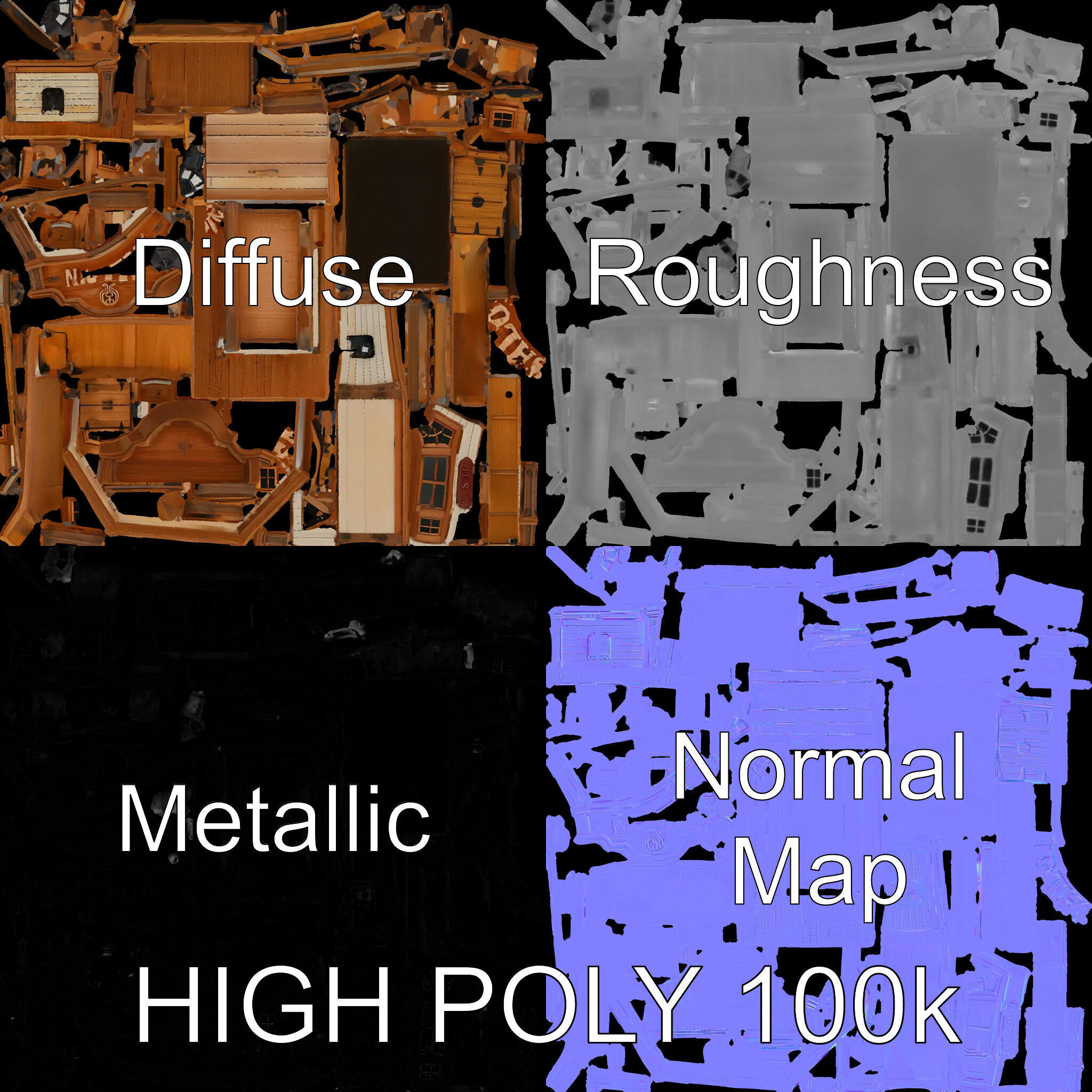 Western Saloon Building D Model Pack Low-poly 3D model_3