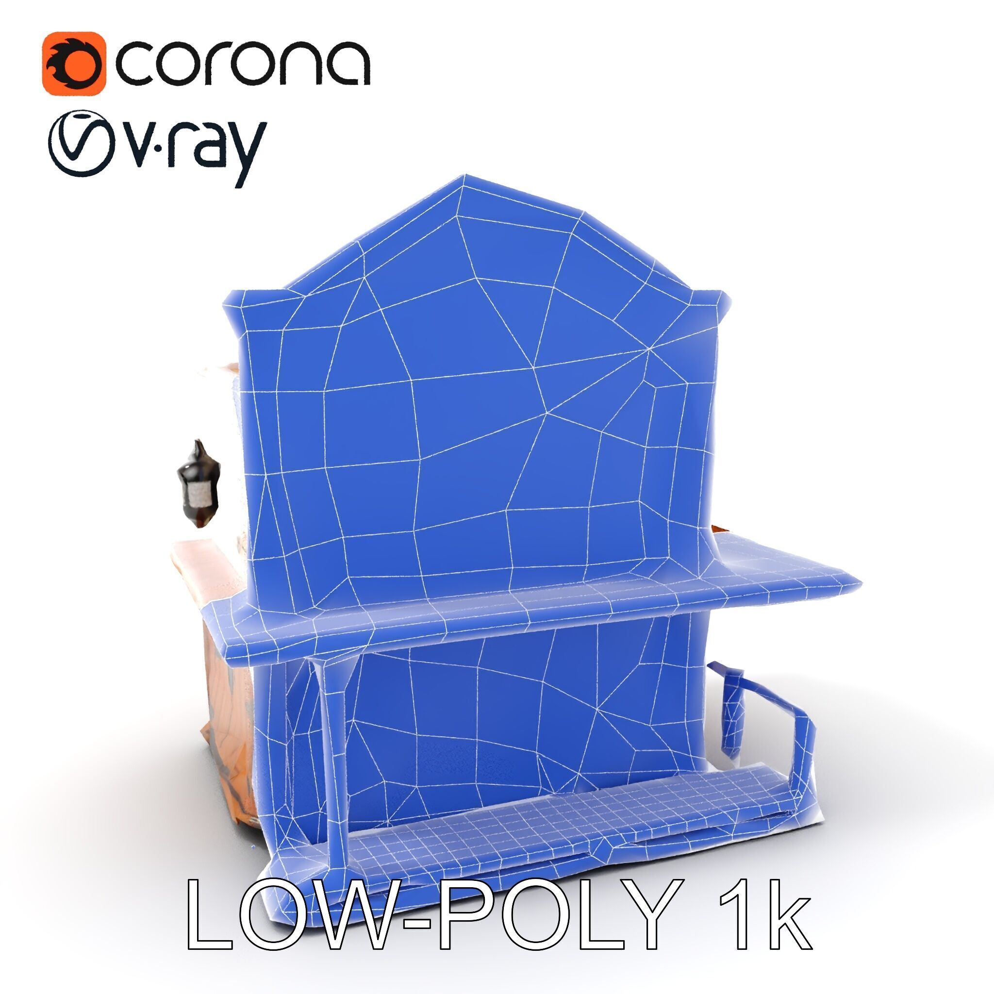 Western Saloon Building D Model Pack Low-poly 3D model_22