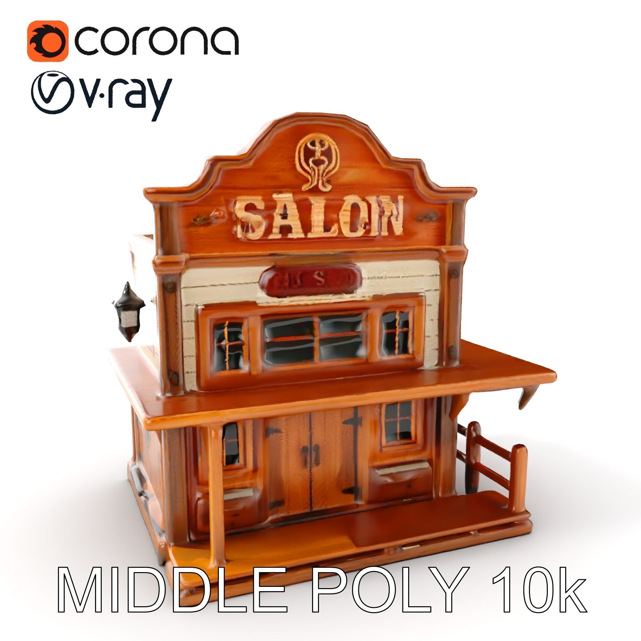Western Saloon Building D Model Pack Low-poly 3D model_24