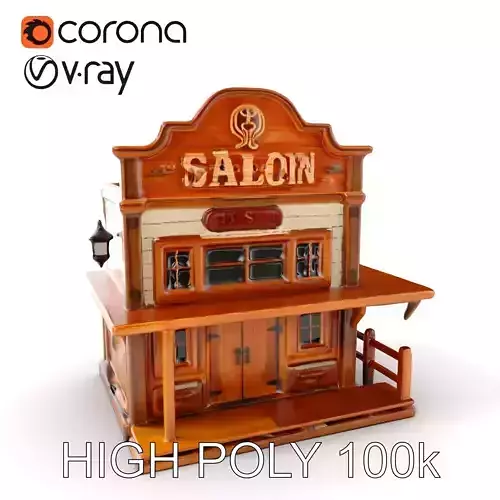 Western Saloon Building D Model Pack Low-poly 3D model