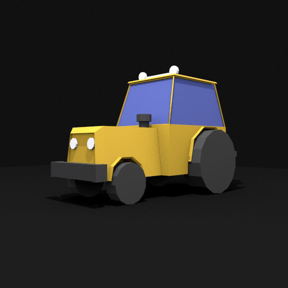 Mini Tractor Low-poly 3D model_5