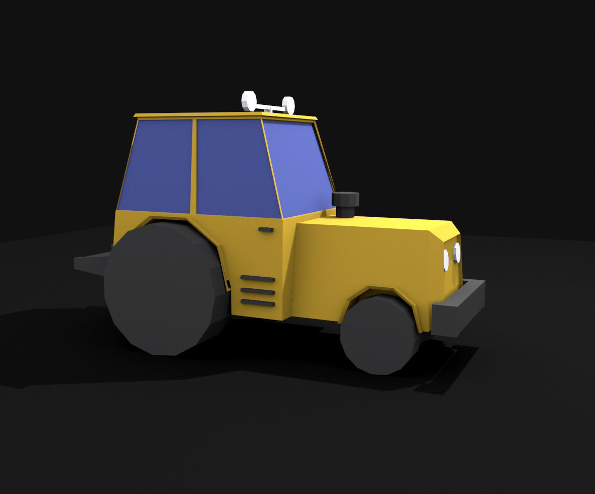Mini Tractor Low-poly 3D model_3