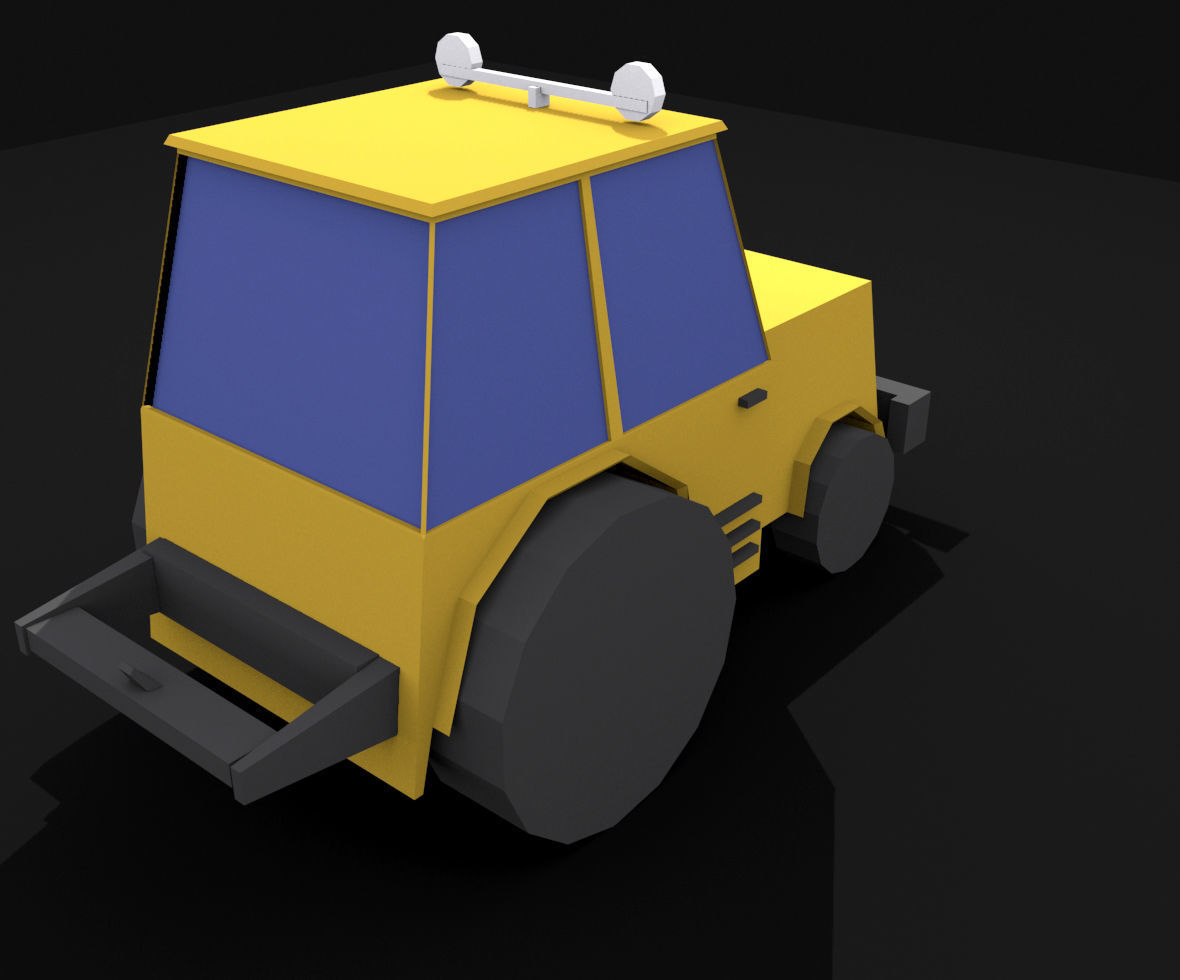 Mini Tractor Low-poly 3D model_2