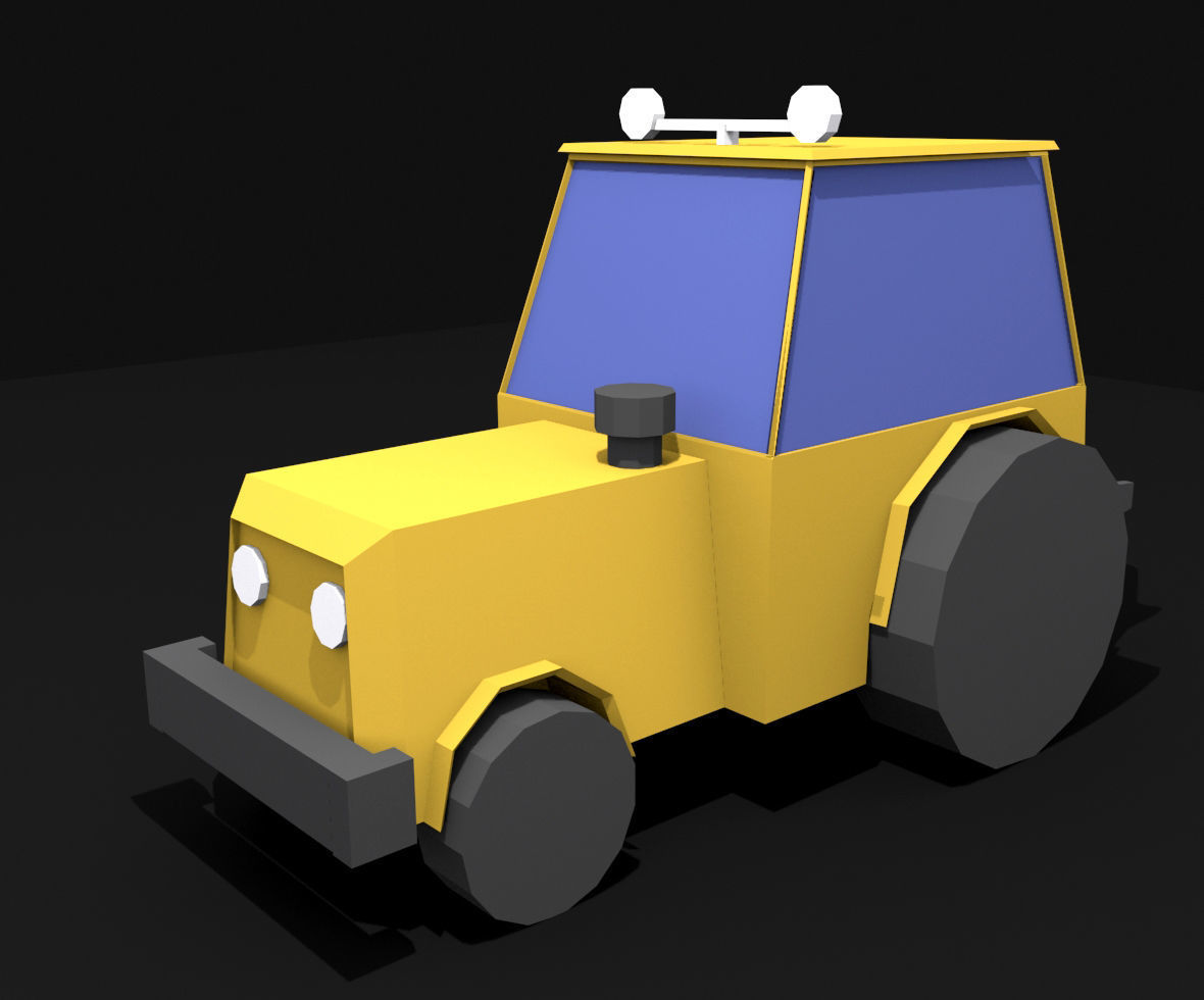 Mini Tractor Low-poly 3D model_1
