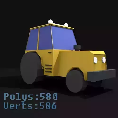 Mini Tractor Low-poly 3D model