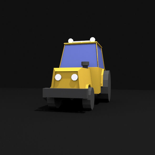 Mini Tractor Low-poly 3D model_4