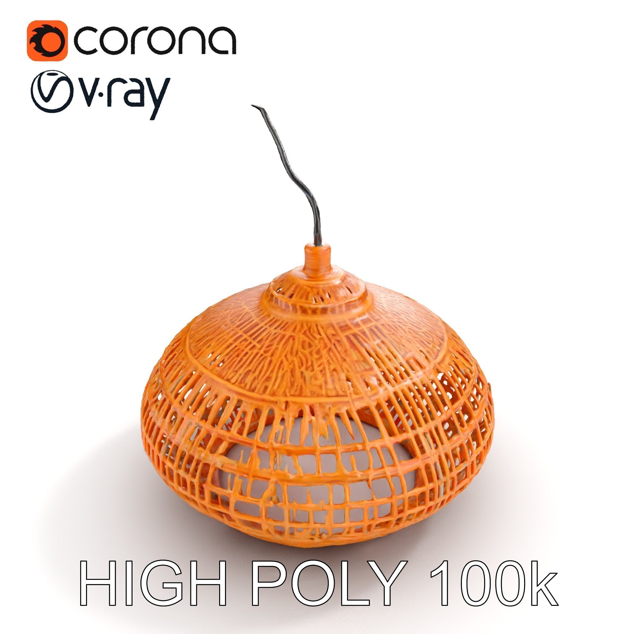Wicker Pendant Light Model Pack Low-poly 3D model_25