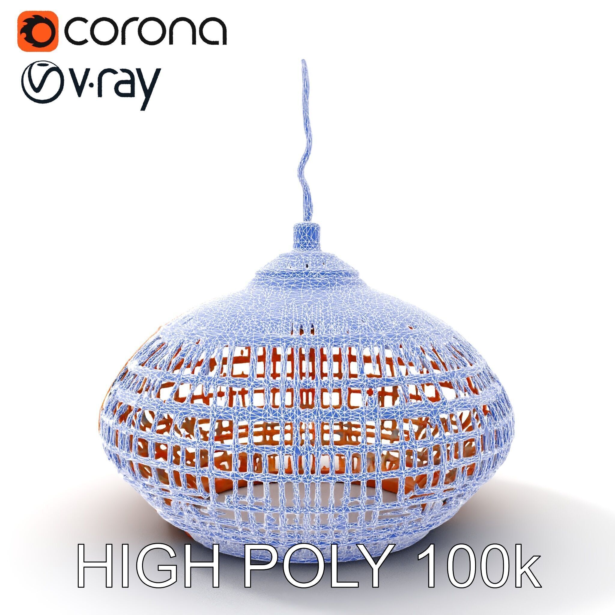 Wicker Pendant Light Model Pack Low-poly 3D model_36