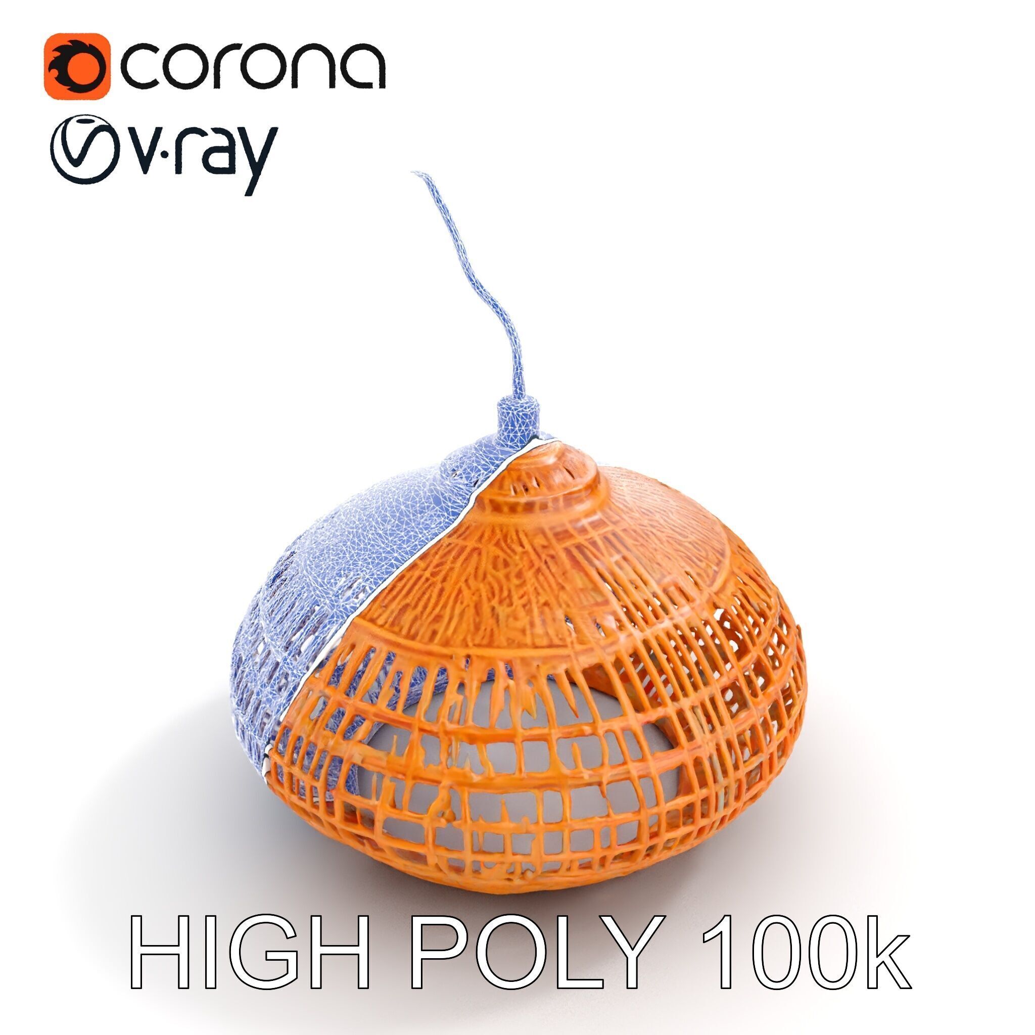 Wicker Pendant Light Model Pack Low-poly 3D model_21