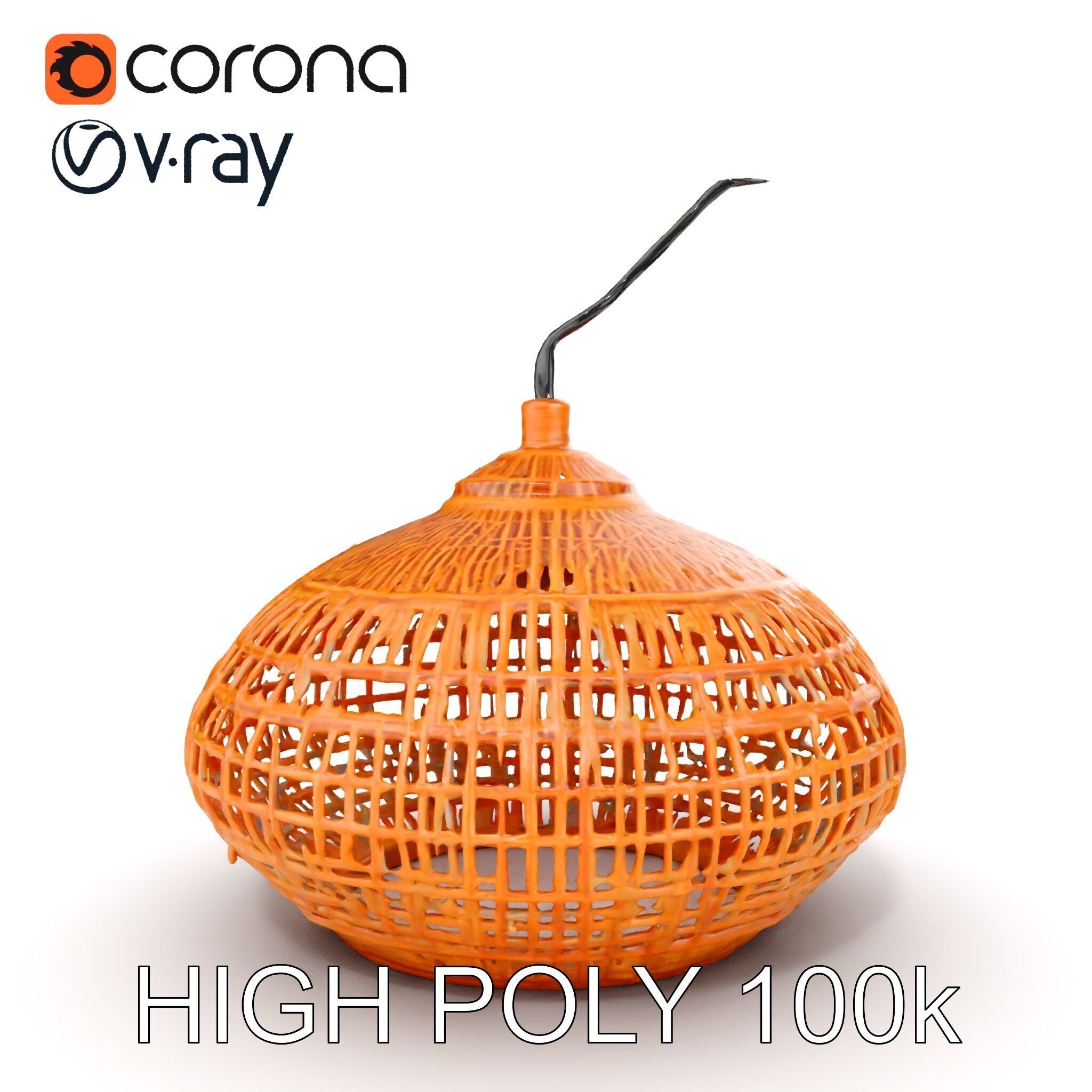 Wicker Pendant Light Model Pack Low-poly 3D model_27