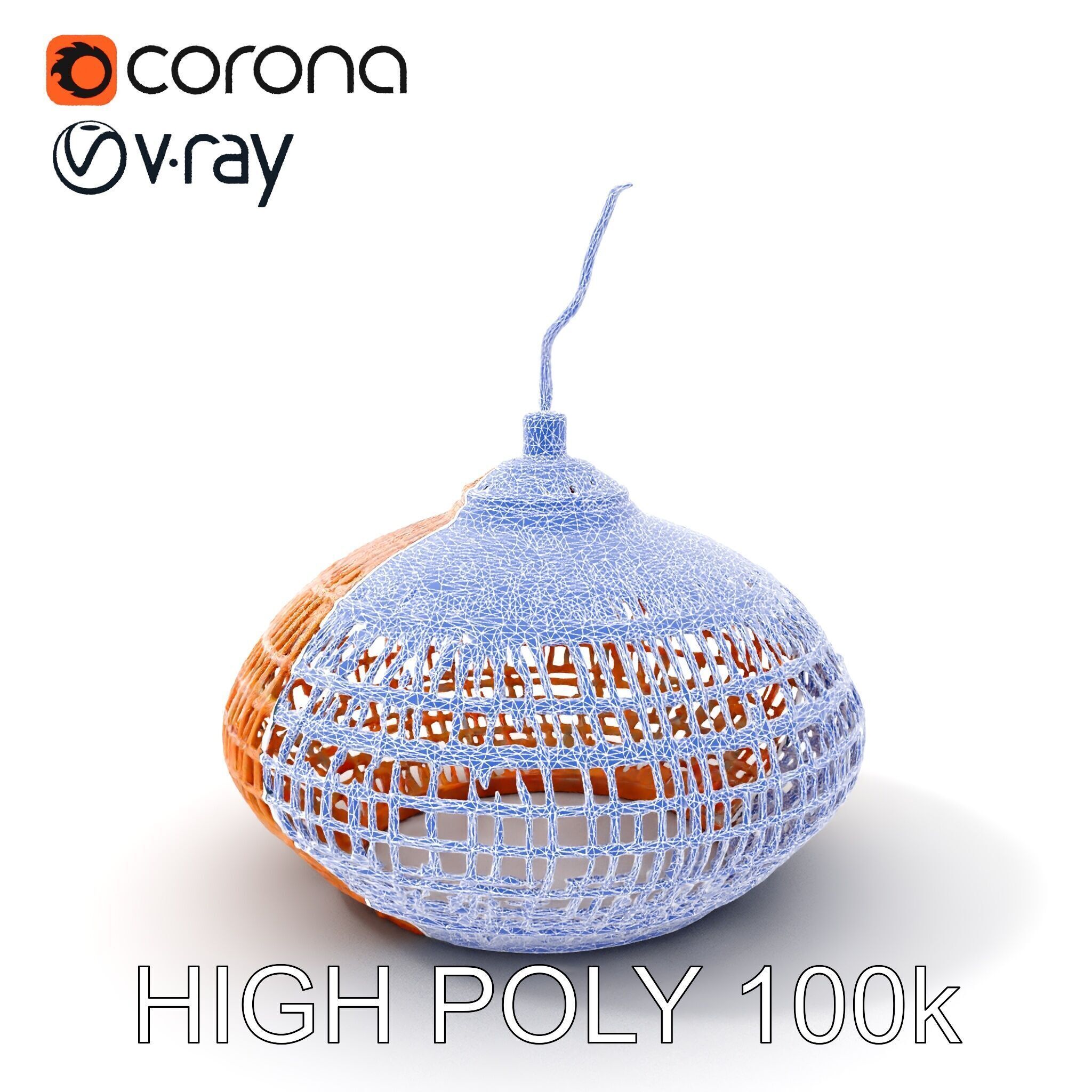 Wicker Pendant Light Model Pack Low-poly 3D model_29