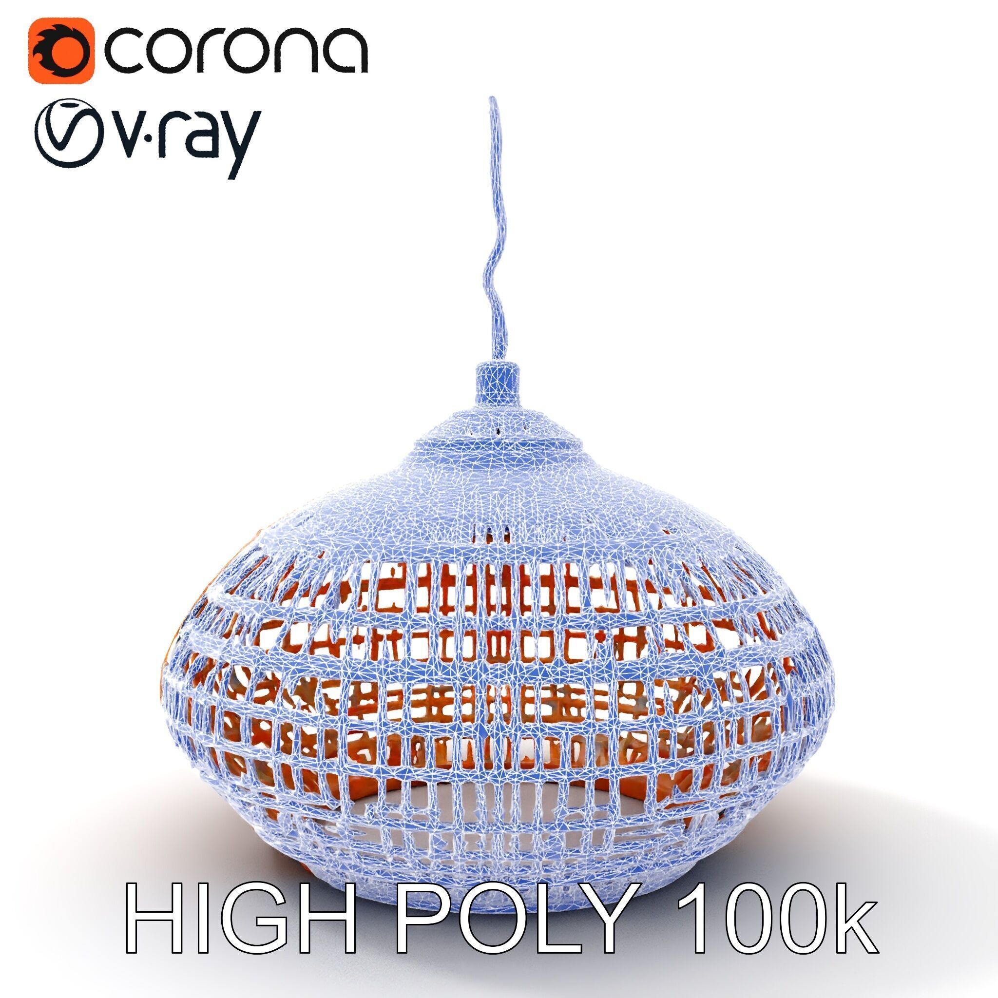 Wicker Pendant Light Model Pack Low-poly 3D model_31