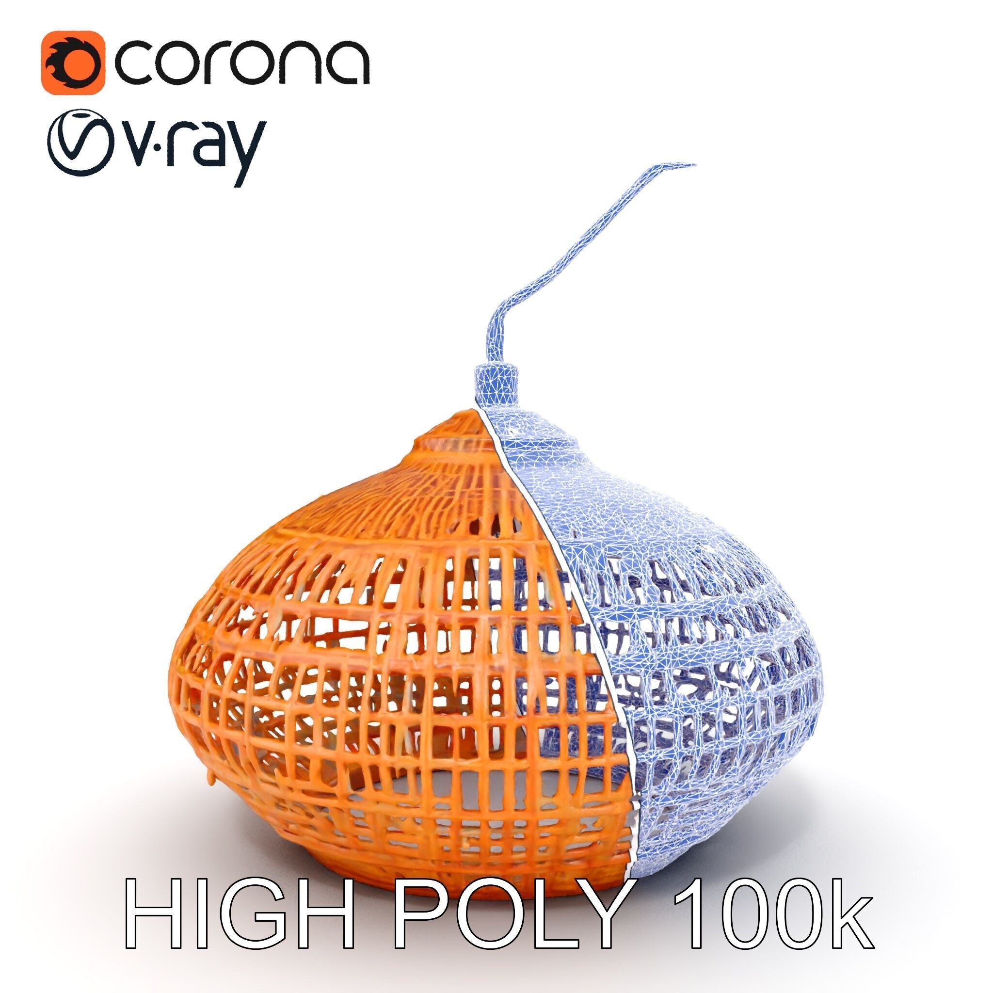 Wicker Pendant Light Model Pack Low-poly 3D model_18