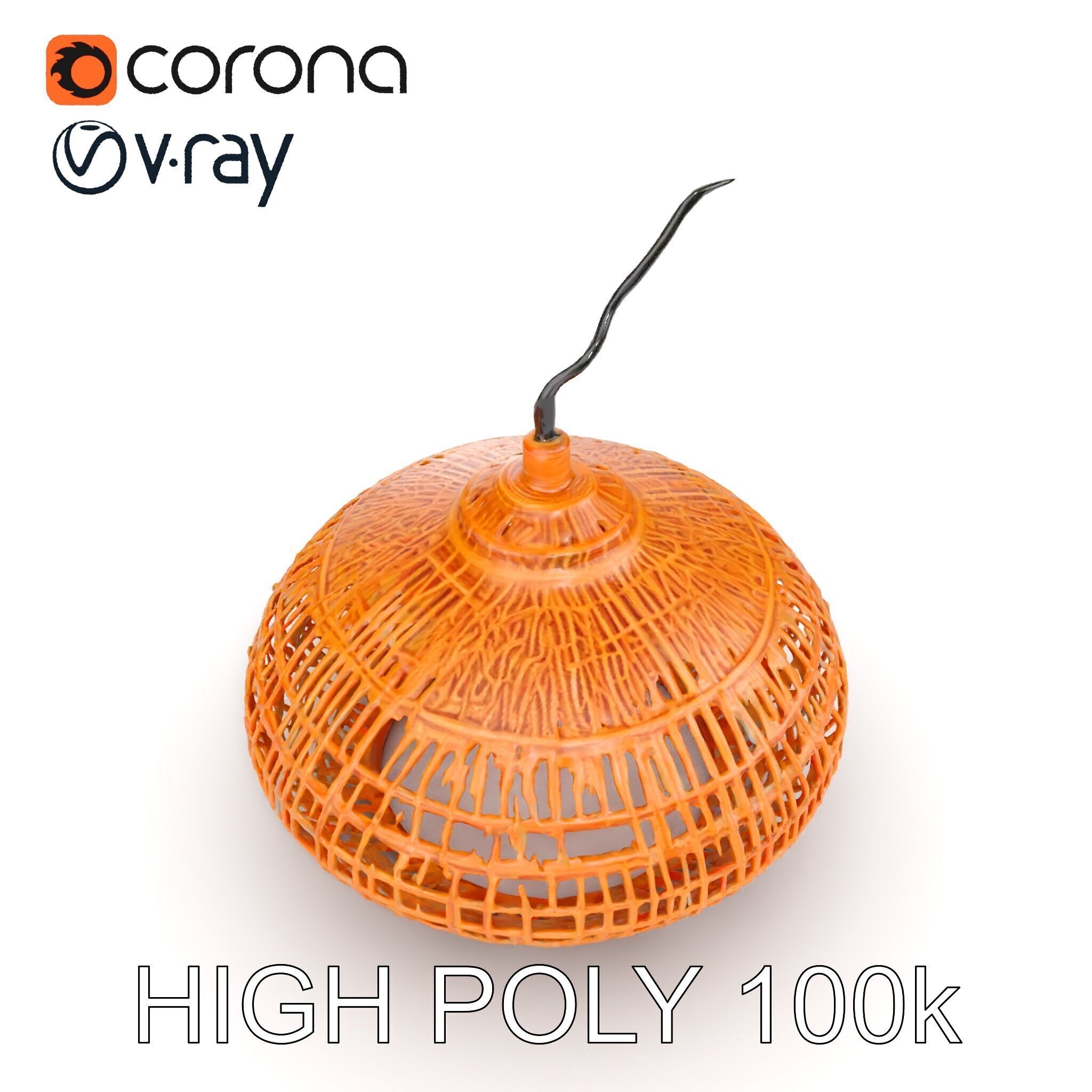 Wicker Pendant Light Model Pack Low-poly 3D model_13