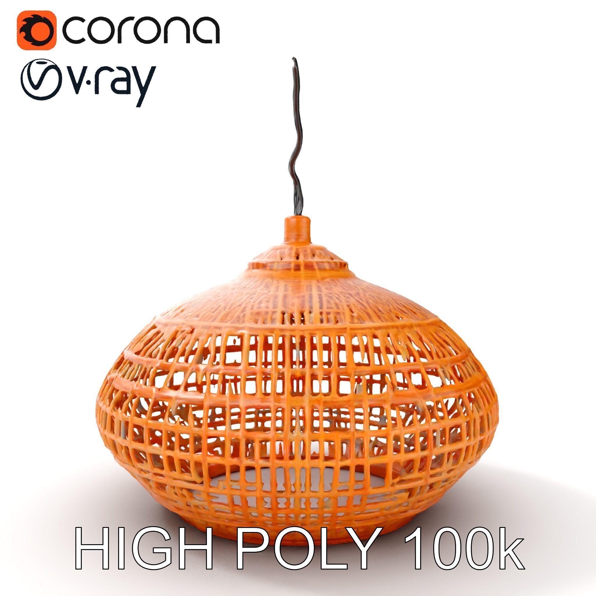Wicker Pendant Light Model Pack Low-poly 3D model_16