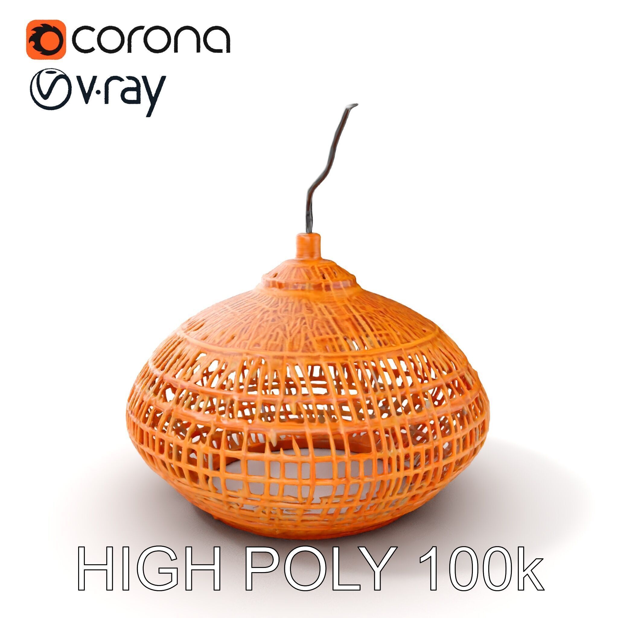 Wicker Pendant Light Model Pack Low-poly 3D model_8