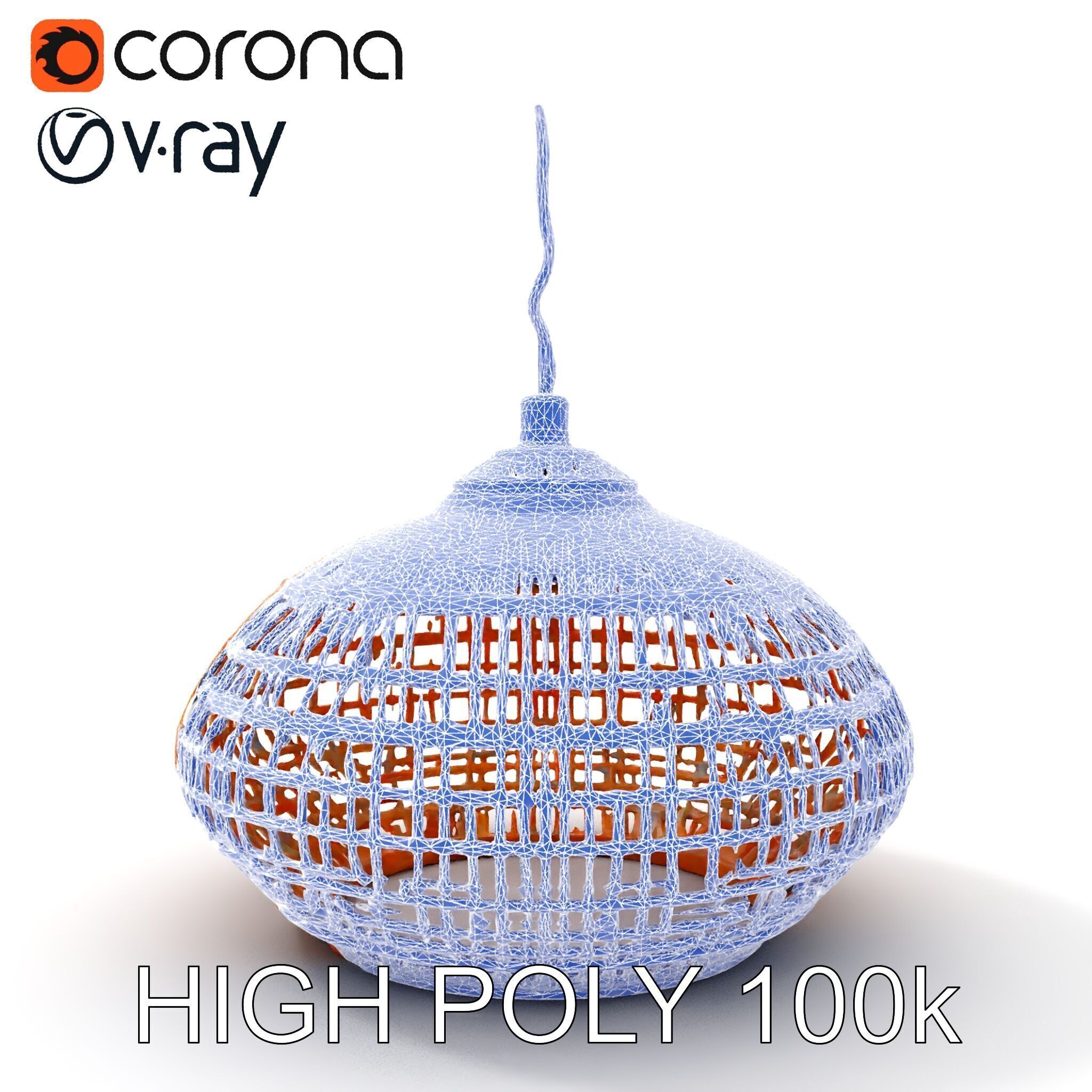Wicker Pendant Light Model Pack Low-poly 3D model_24