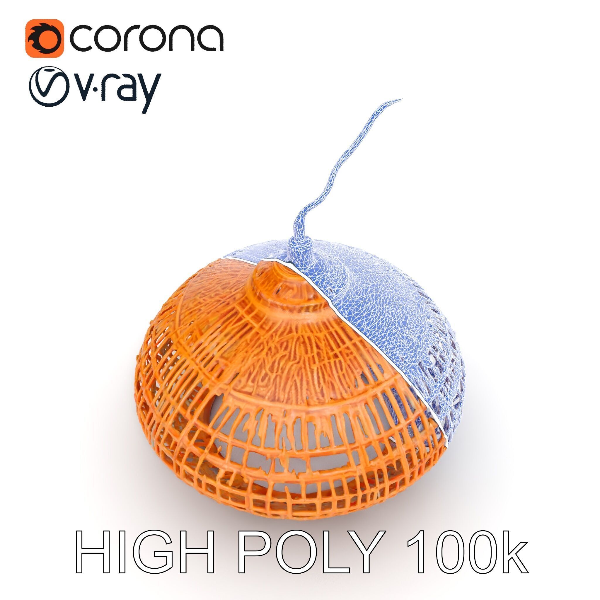 Wicker Pendant Light Model Pack Low-poly 3D model_26