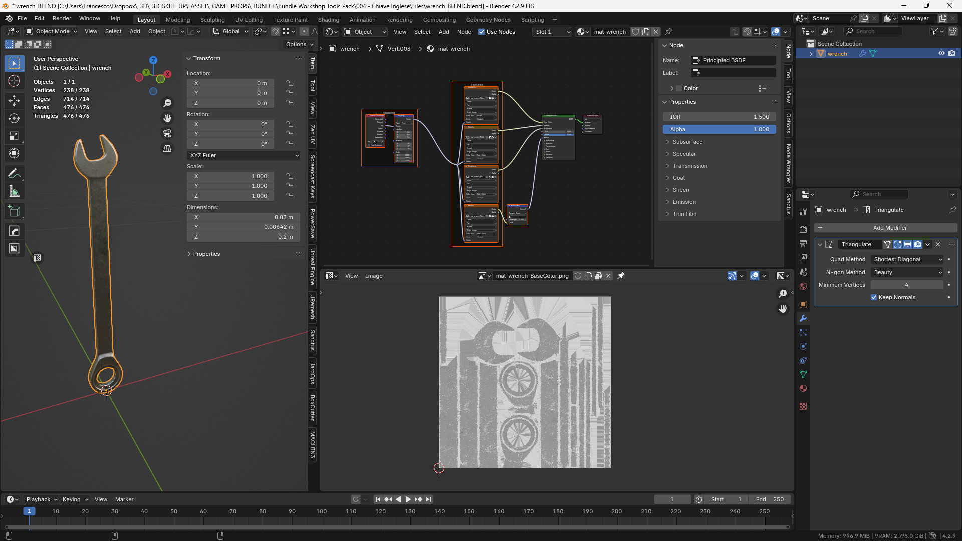 Wrench 3D Model - Game Ready Low-poly 3D model_2