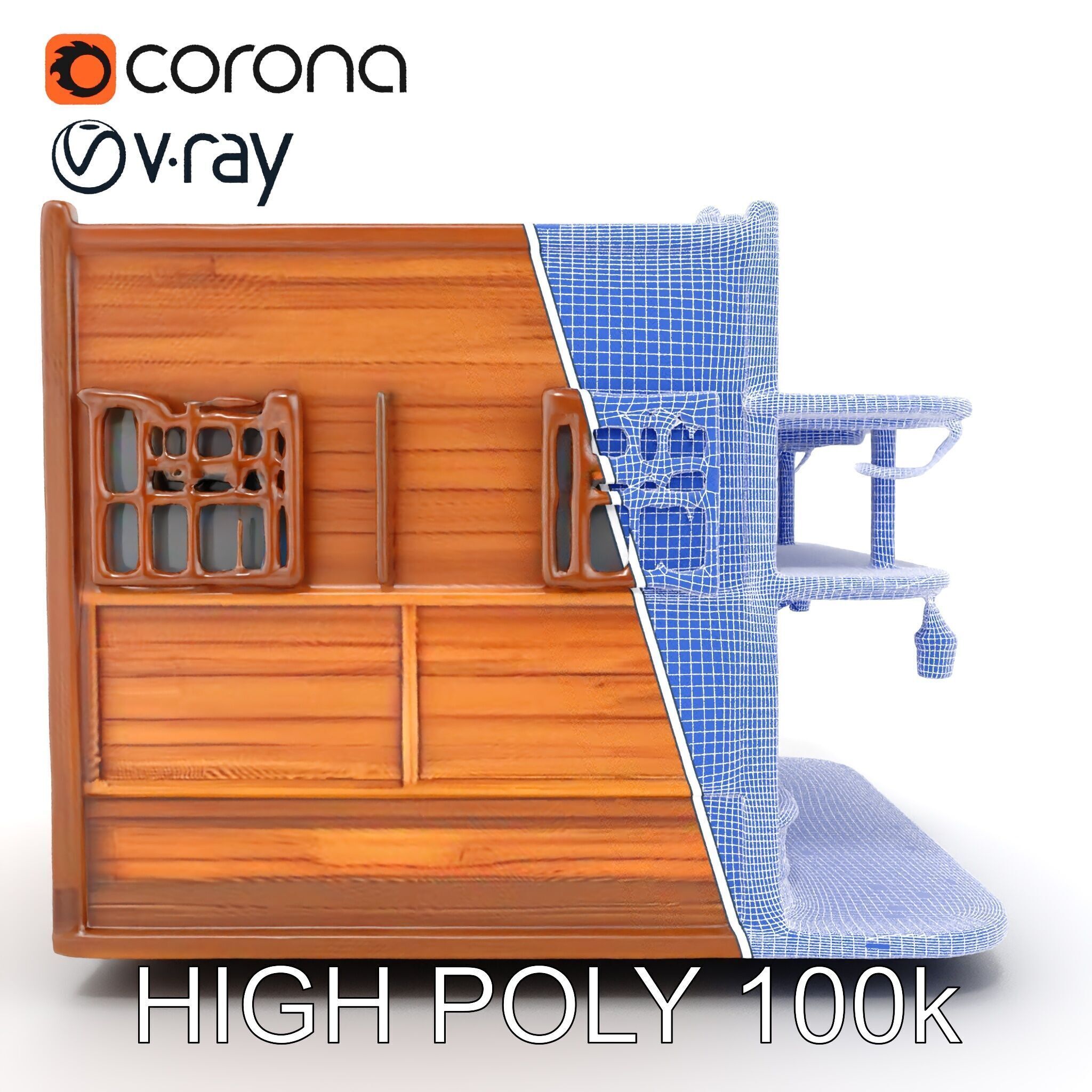 Western Saloon Building Model Pack Low-poly 3D model_36