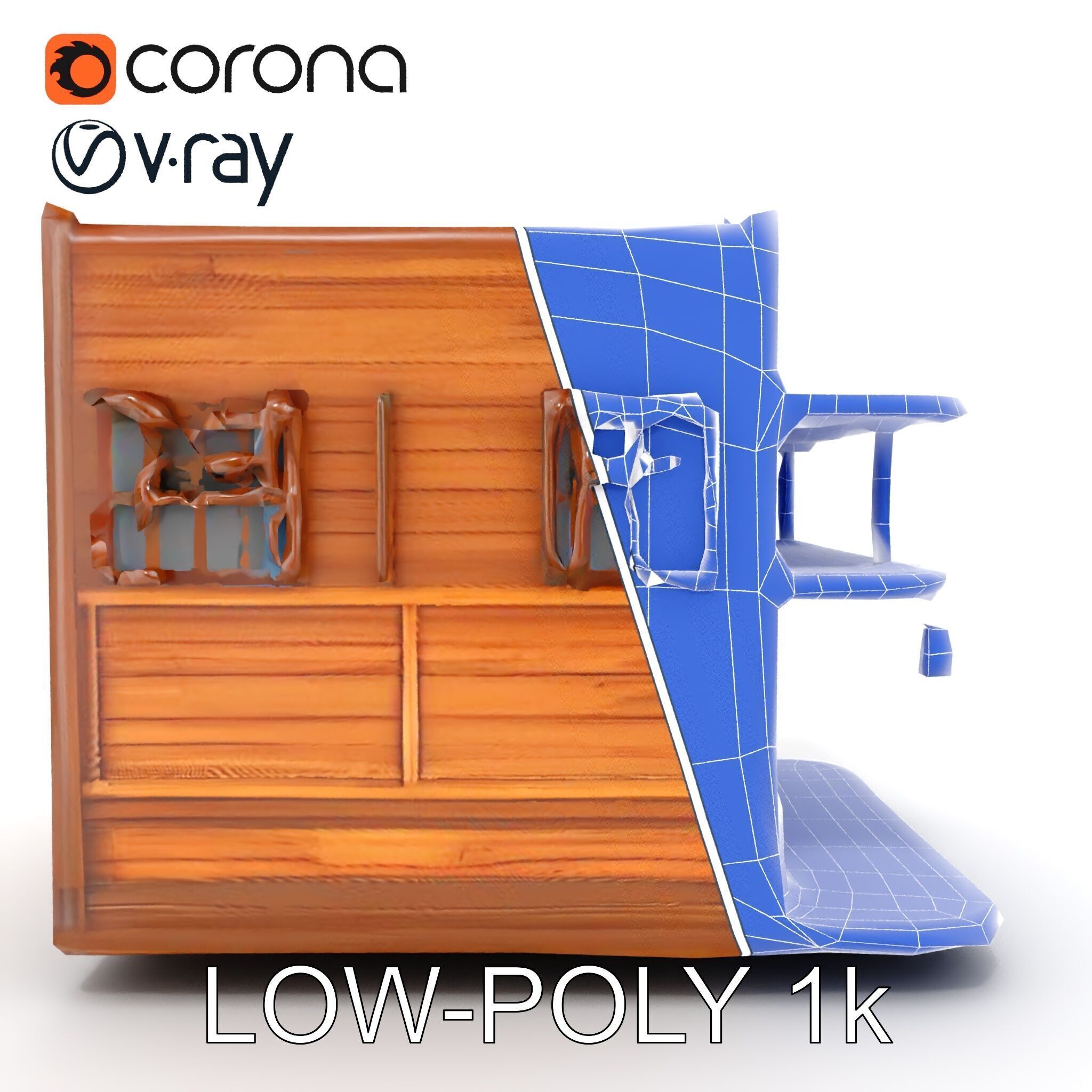 Western Saloon Building Model Pack Low-poly 3D model_27