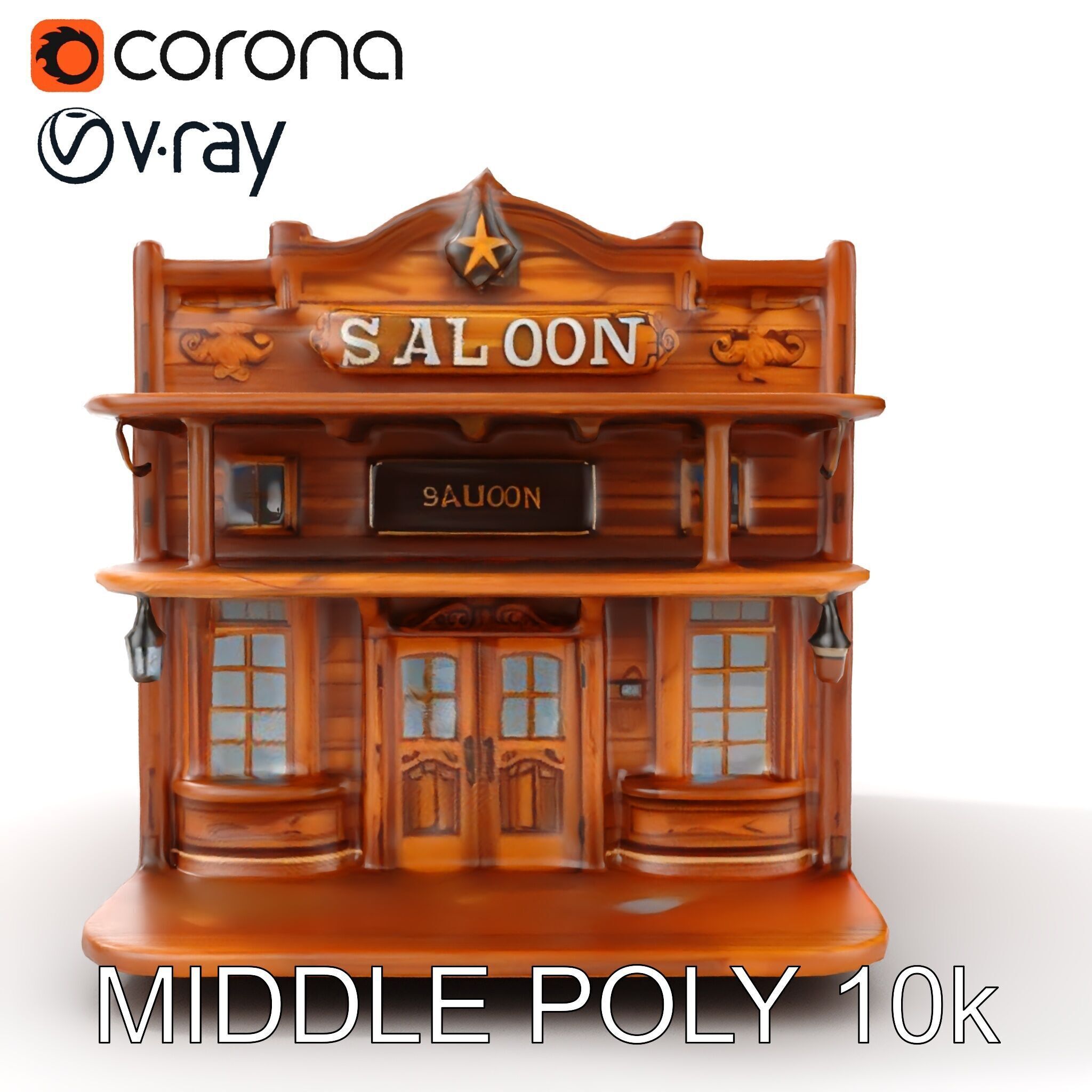 Western Saloon Building Model Pack Low-poly 3D model_21