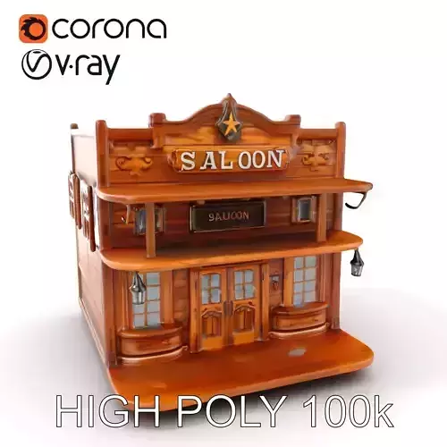 Western Saloon Building Model Pack Low-poly 3D model