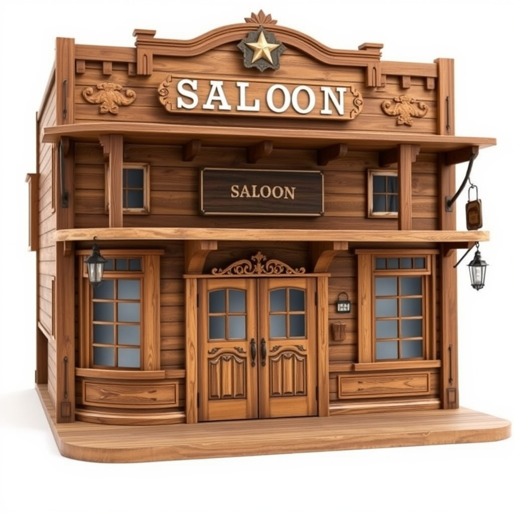 Western Saloon Building Model Pack Low-poly 3D model_3