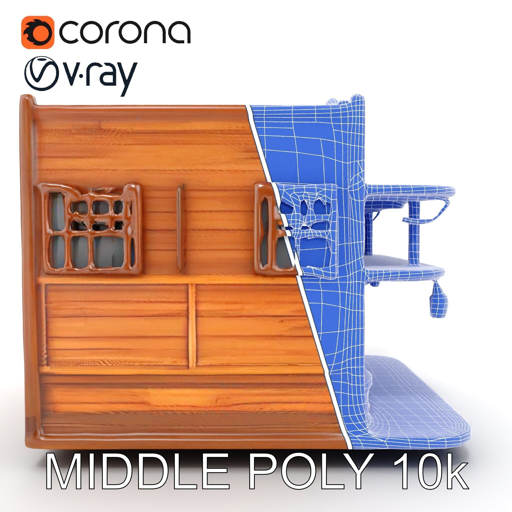 Western Saloon Building Model Pack Low-poly 3D model_31