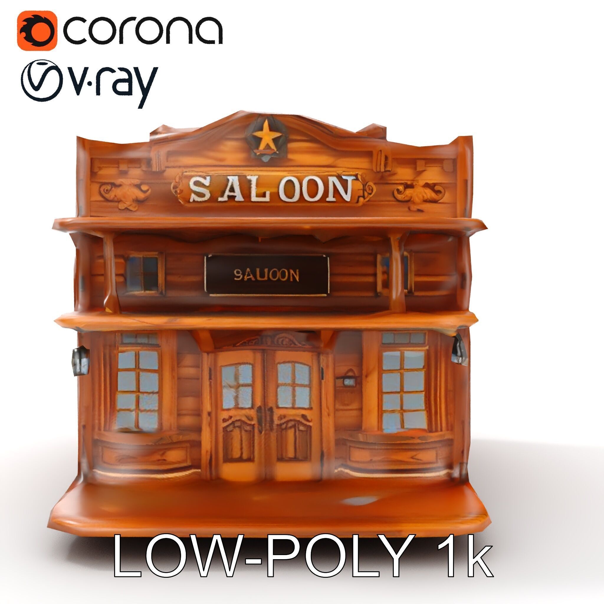Western Saloon Building Model Pack Low-poly 3D model_22
