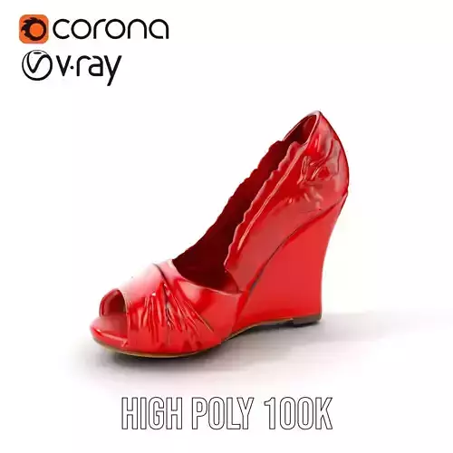 Elegant Red Shoe Model Pack with Lace Detail Low-poly 3D model