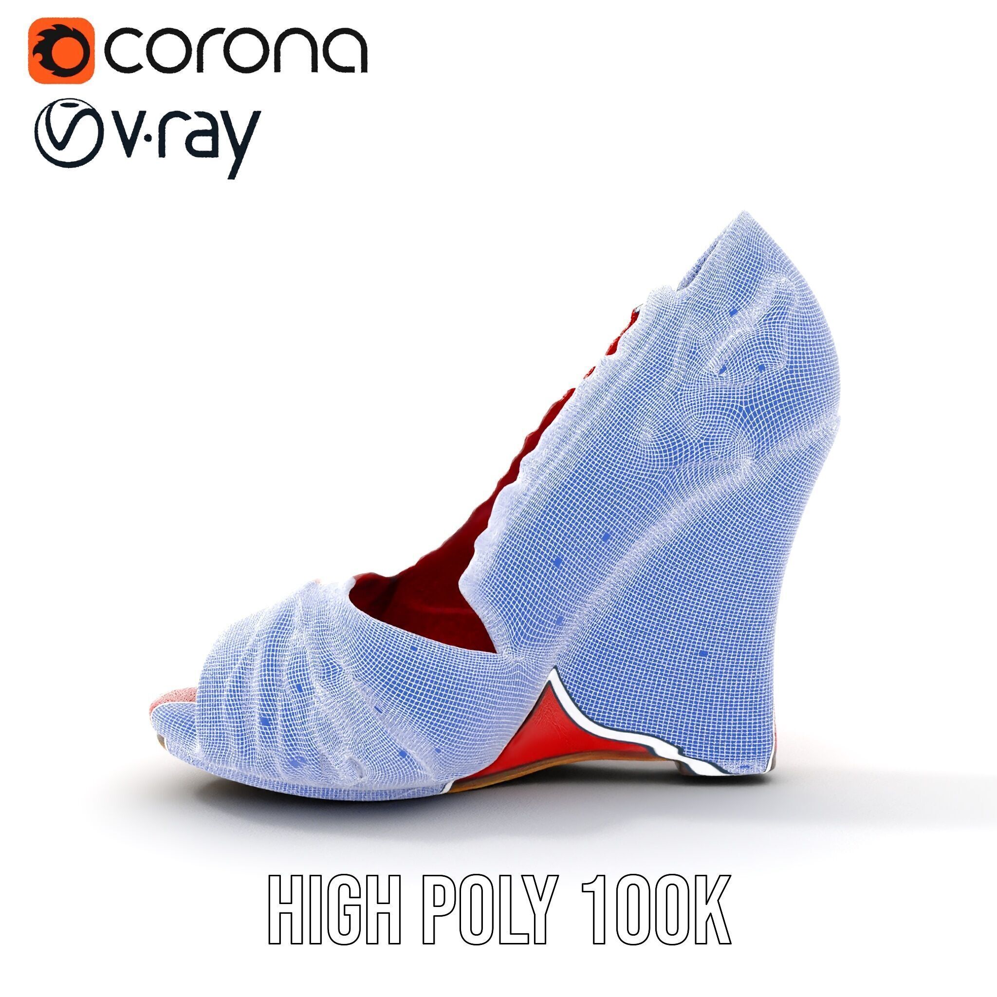 Elegant Red Shoe Model Pack with Lace Detail Low-poly 3D model_35