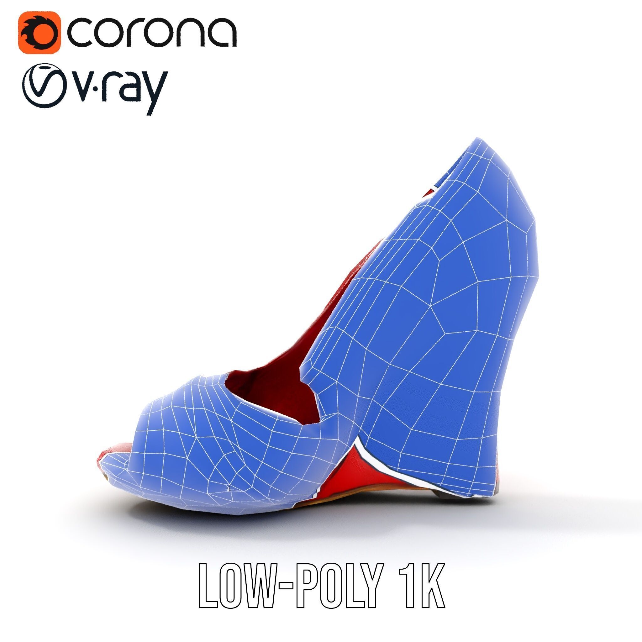 Elegant Red Shoe Model Pack with Lace Detail Low-poly 3D model_29