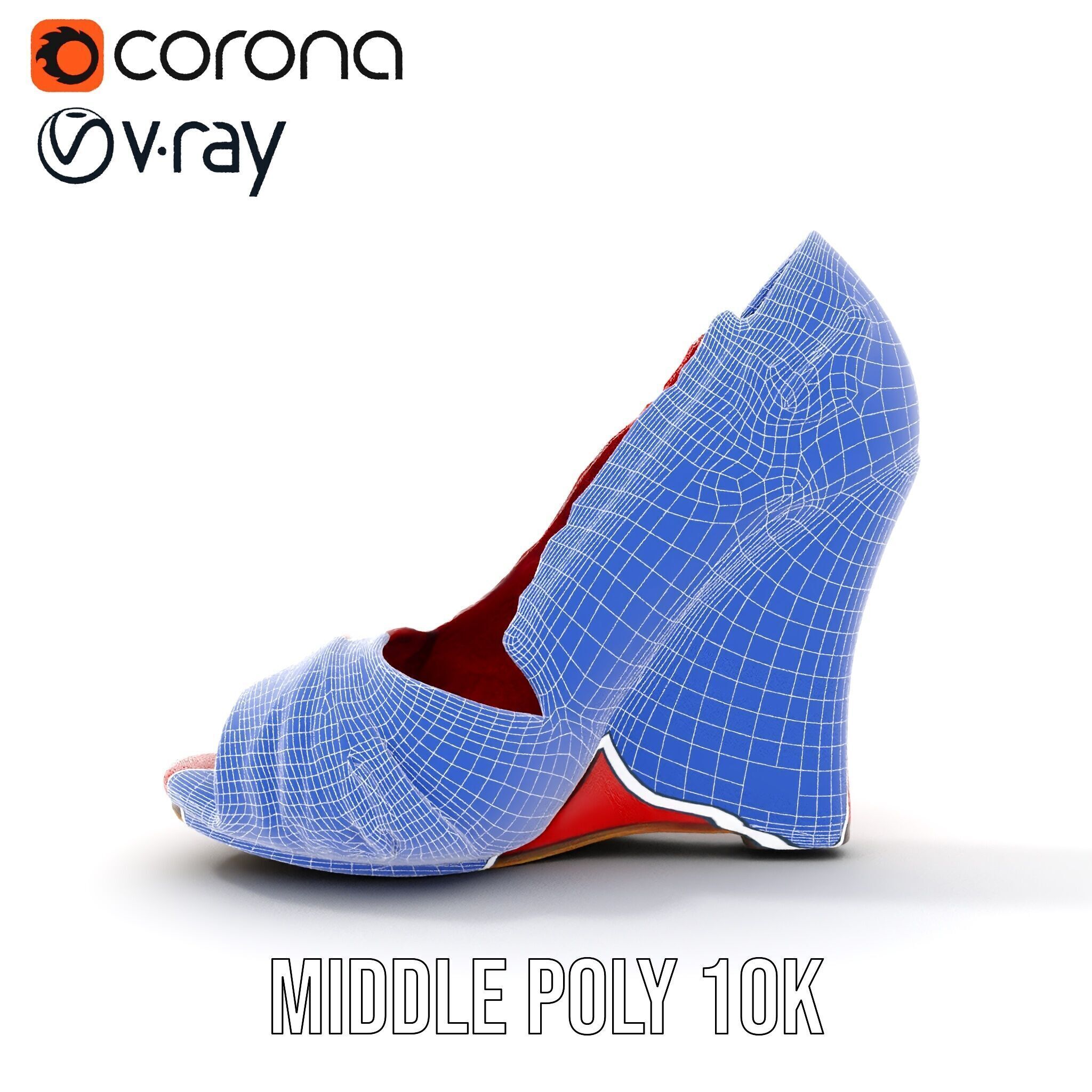 Elegant Red Shoe Model Pack with Lace Detail Low-poly 3D model_22