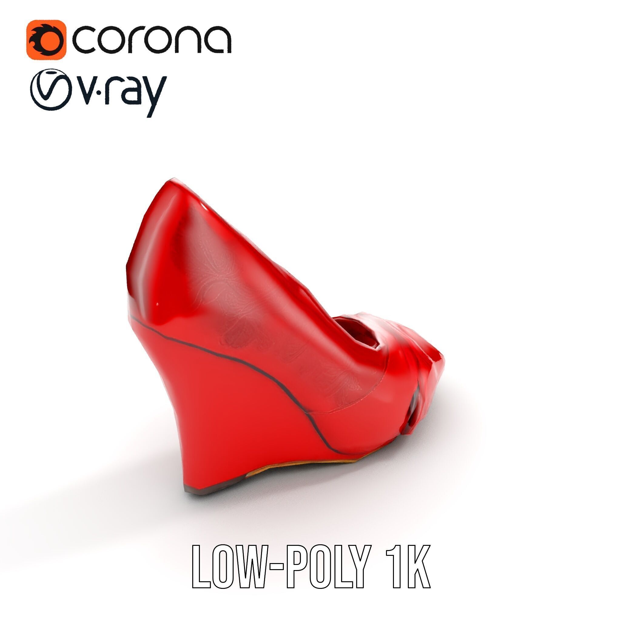 Elegant Red Shoe Model Pack with Lace Detail Low-poly 3D model_17