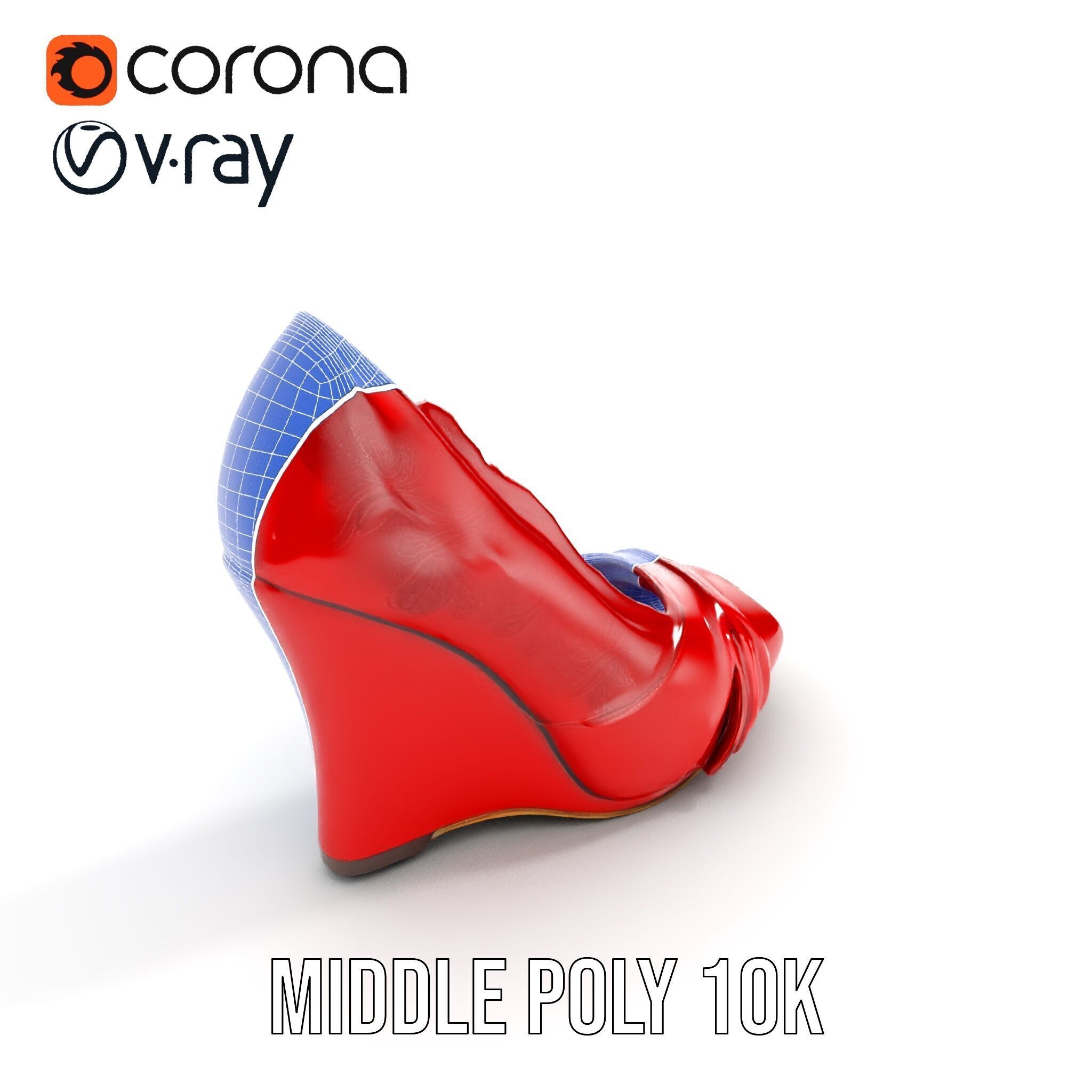 Elegant Red Shoe Model Pack with Lace Detail Low-poly 3D model_19