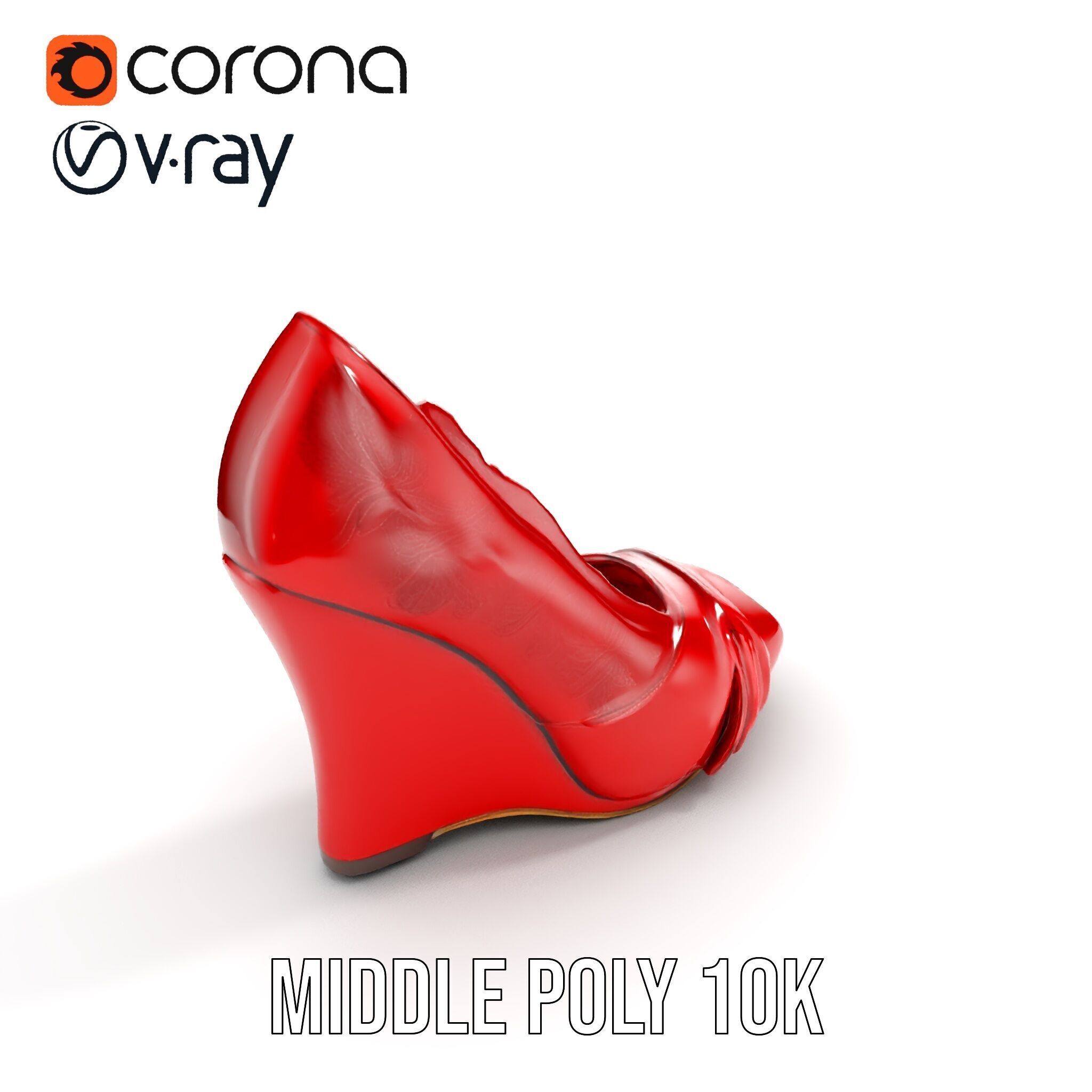 Elegant Red Shoe Model Pack with Lace Detail Low-poly 3D model_8
