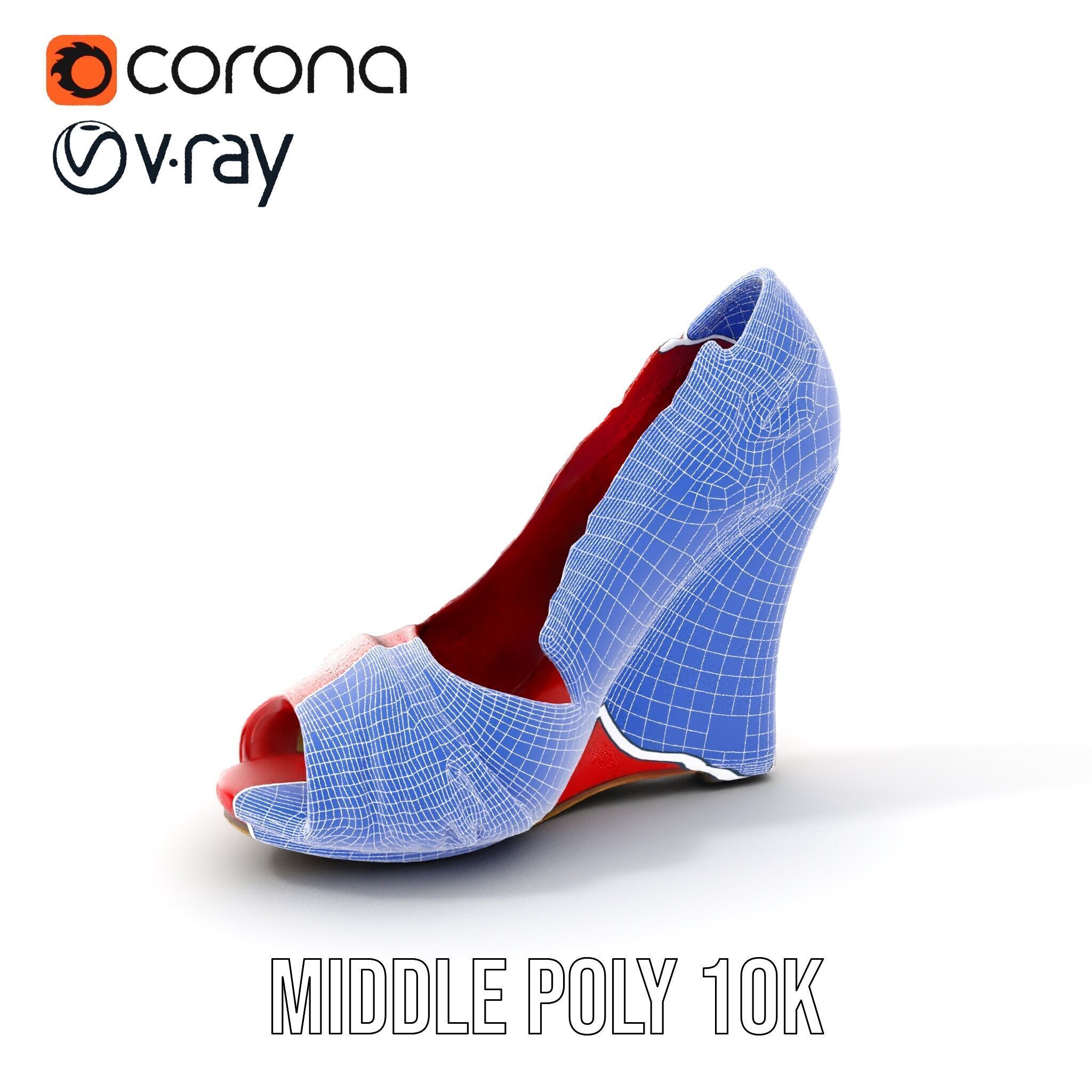 Elegant Red Shoe Model Pack with Lace Detail Low-poly 3D model_25