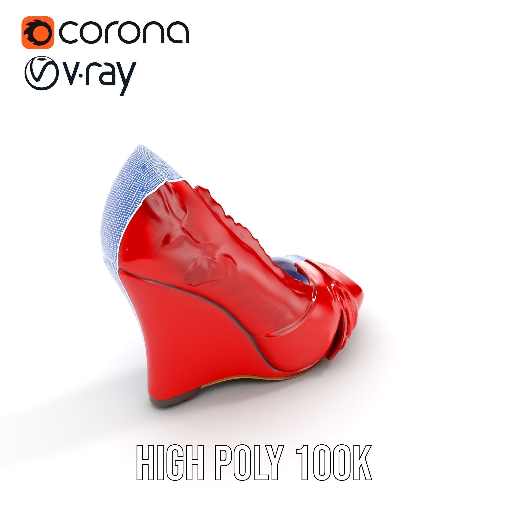 Elegant Red Shoe Model Pack with Lace Detail Low-poly 3D model_21