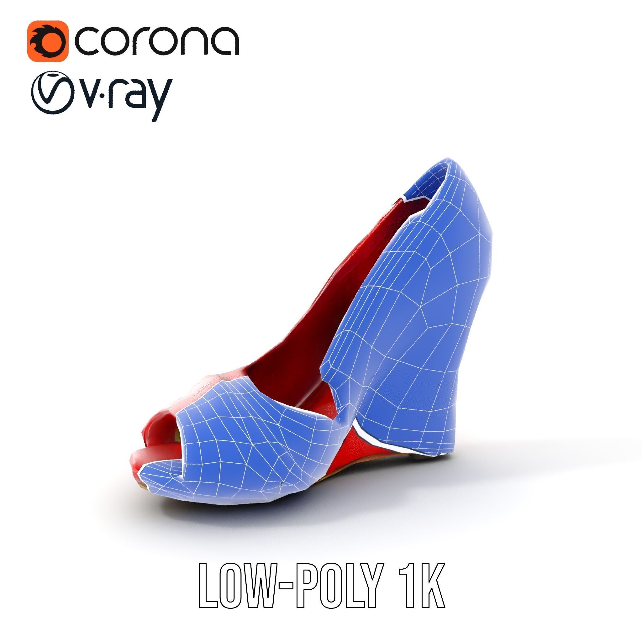 Elegant Red Shoe Model Pack with Lace Detail Low-poly 3D model_11