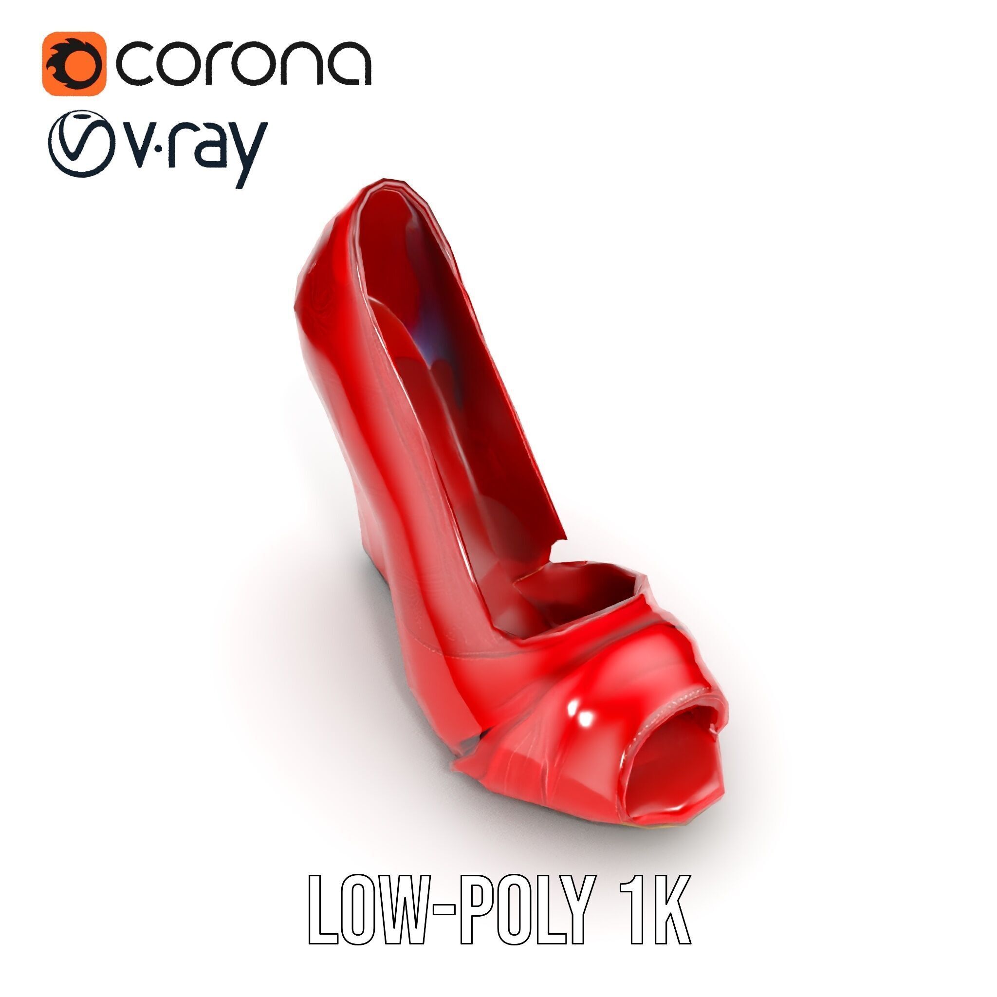 Elegant Red Shoe Model Pack with Lace Detail Low-poly 3D model_23