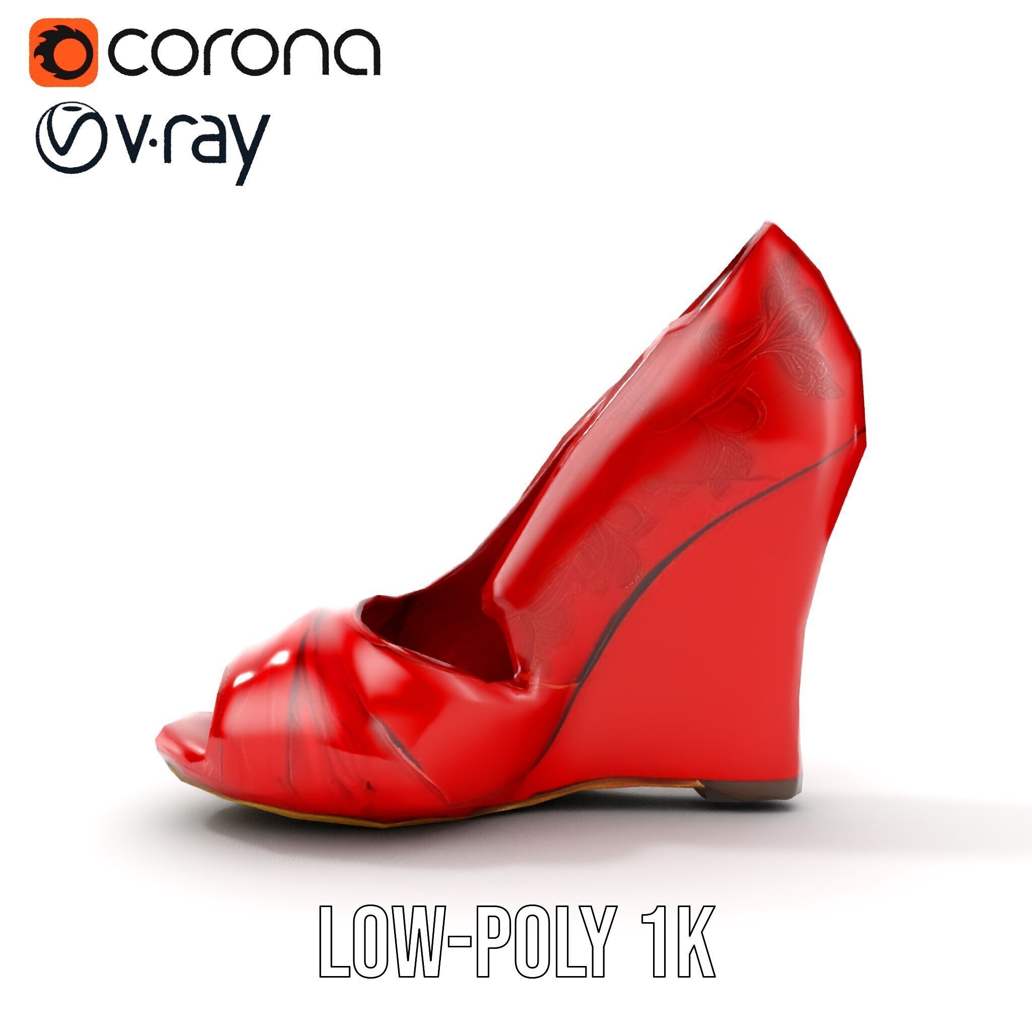 Elegant Red Shoe Model Pack with Lace Detail Low-poly 3D model_26